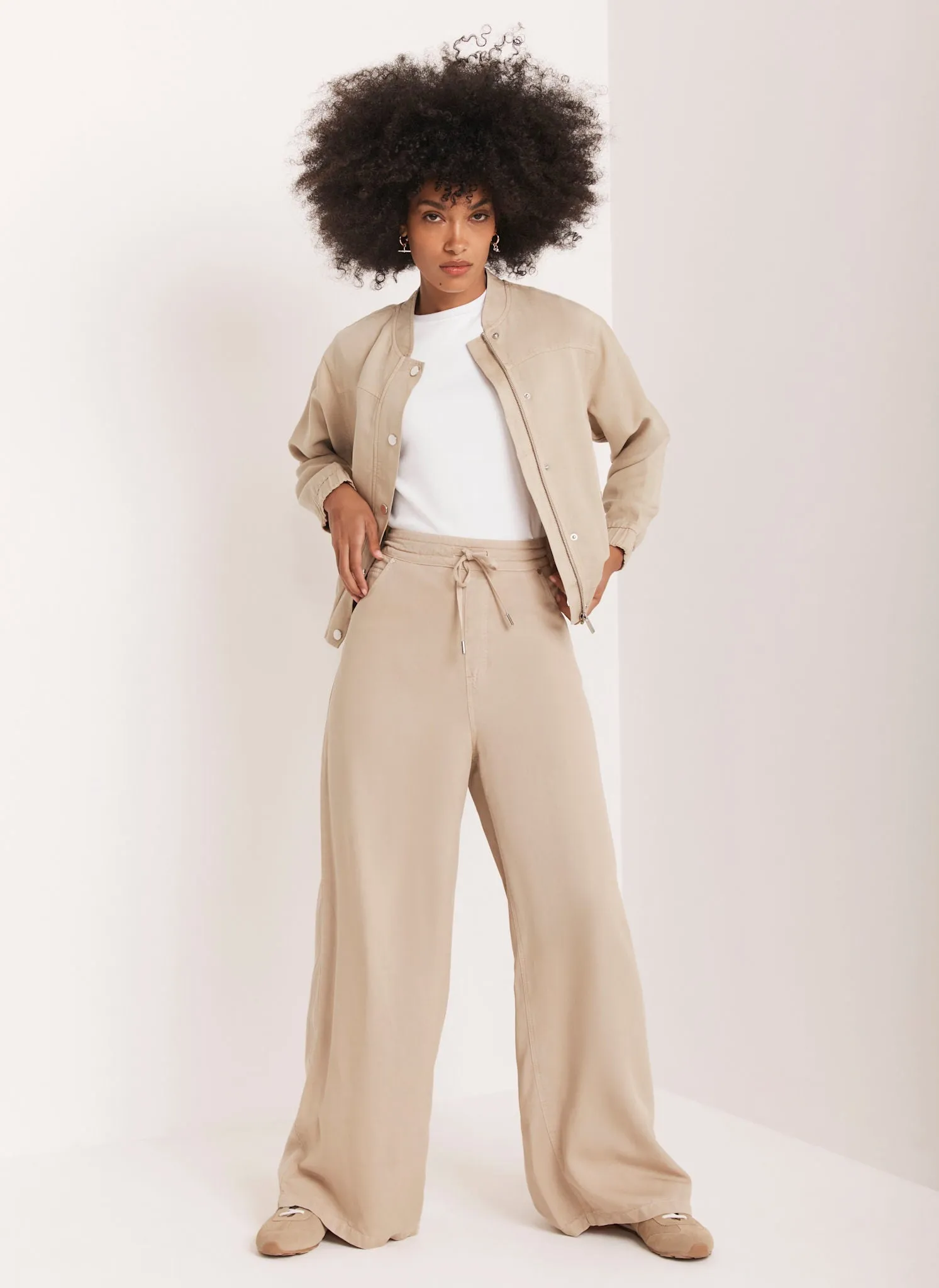 Neutral Stone Washed Wide Leg Trousers sold by Mint Velvet product image thumbnail 2