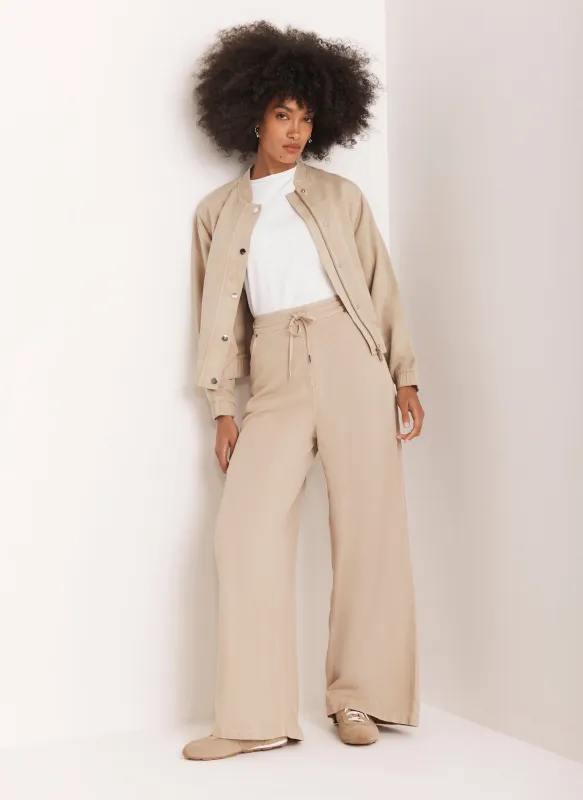 Neutral Stone Washed Wide Leg Trousers sold by Mint Velvet