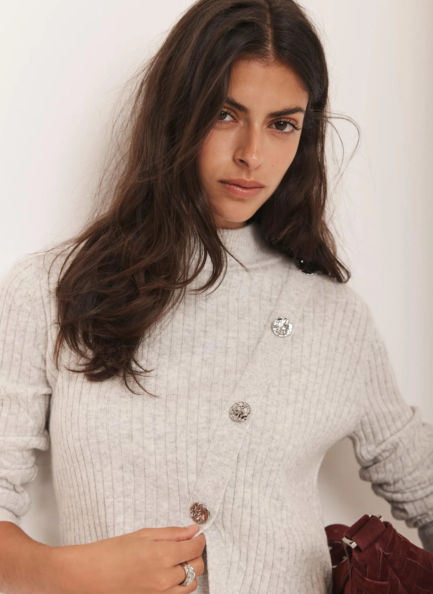 Grey Cotton Blend Ribbed Jumper sold by Mint Velvet product image thumbnail 4