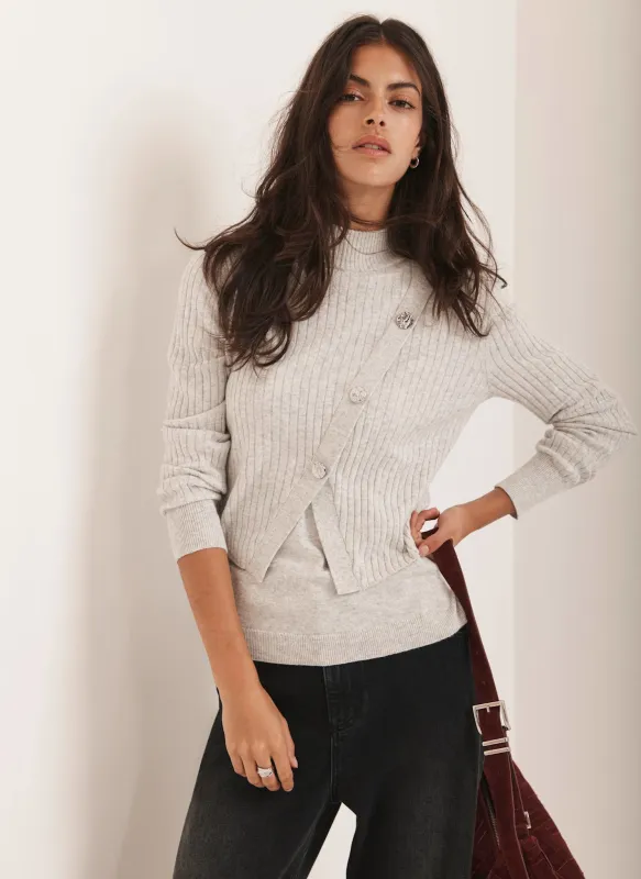 Grey Cotton Blend Ribbed Jumper sold by Mint Velvet