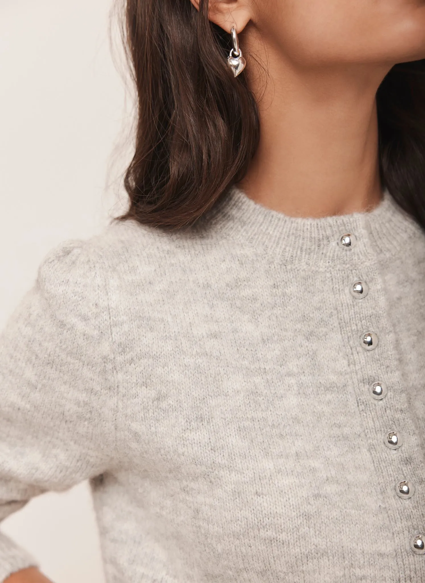 Grey Wool Blend Button Cardigan sold by Mint Velvet product image thumbnail 4