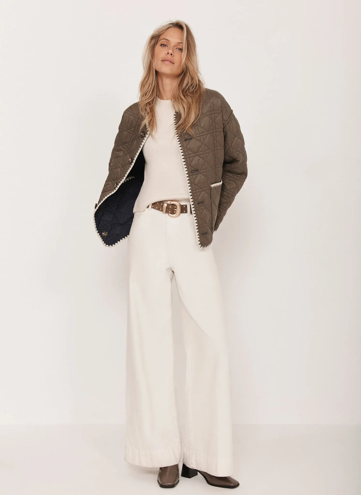 Khaki Reversible Quilted Jacket sold by Mint Velvet product image thumbnail 2