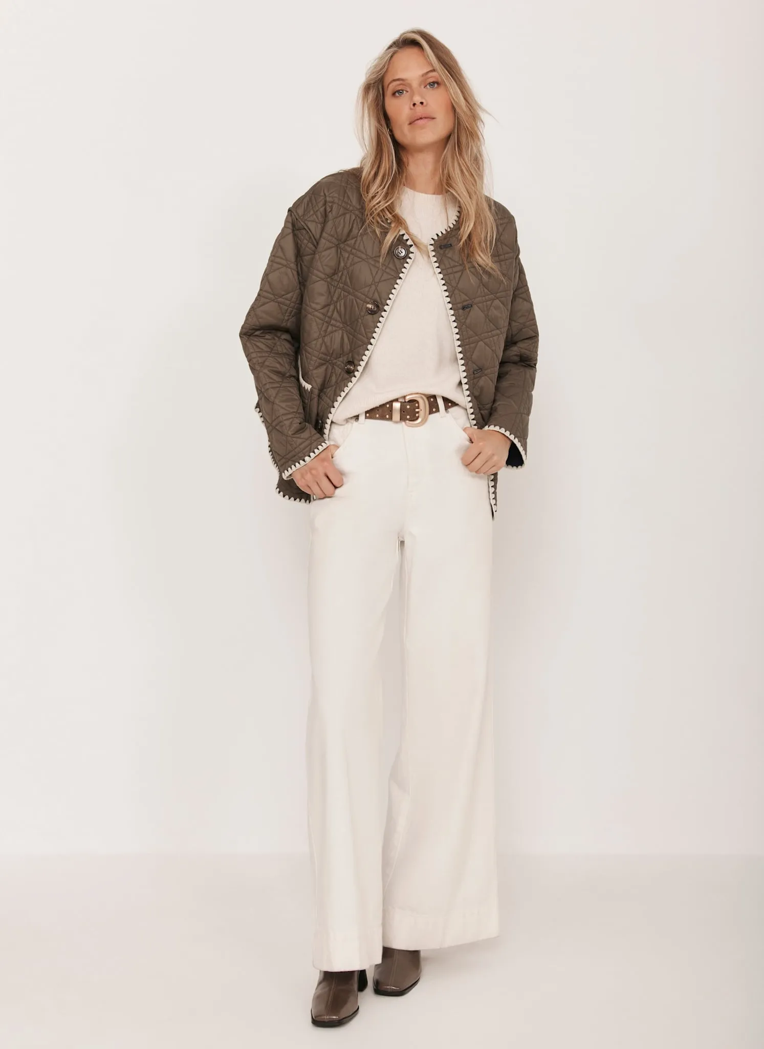 Khaki Reversible Quilted Jacket sold by Mint Velvet product image thumbnail 5