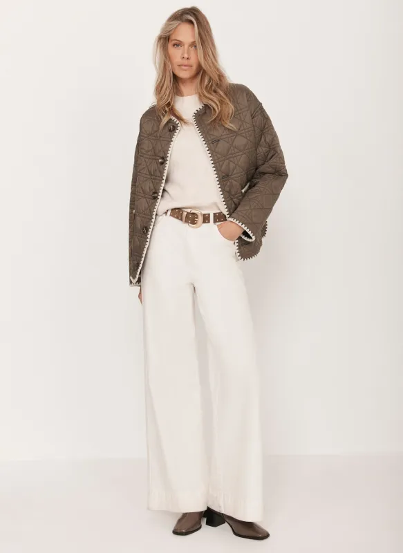 Khaki Reversible Quilted Jacket sold by Mint Velvet