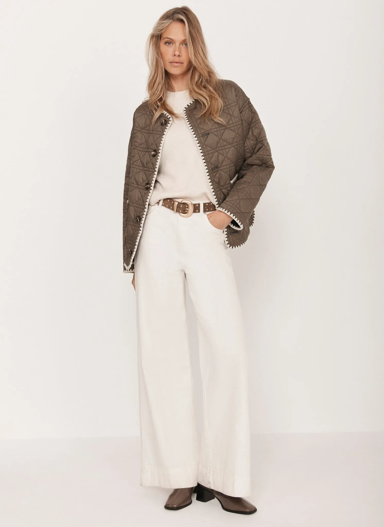 Khaki Reversible Quilted Jacket sold by Mint Velvet