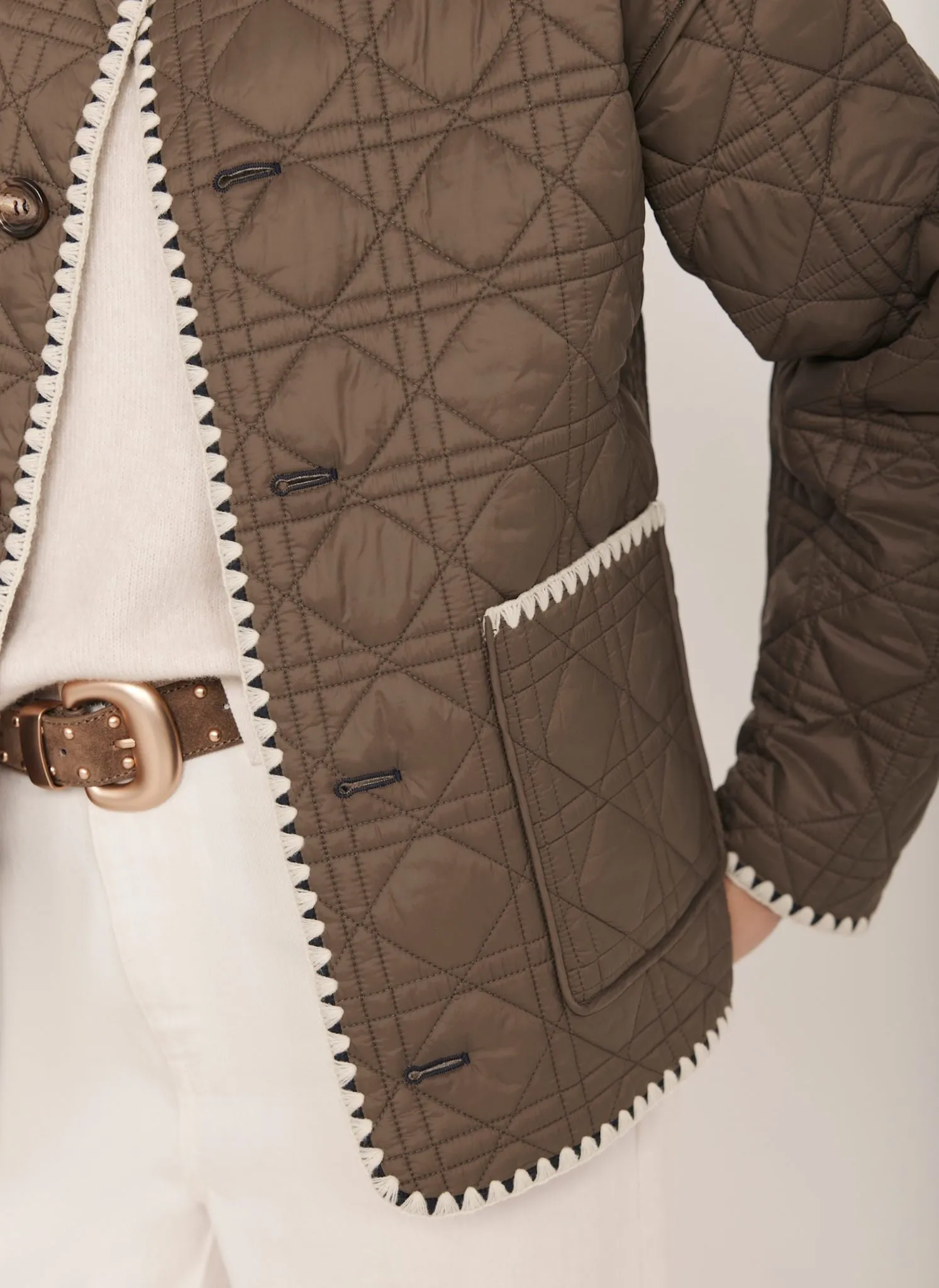Khaki Reversible Quilted Jacket sold by Mint Velvet product image thumbnail 4