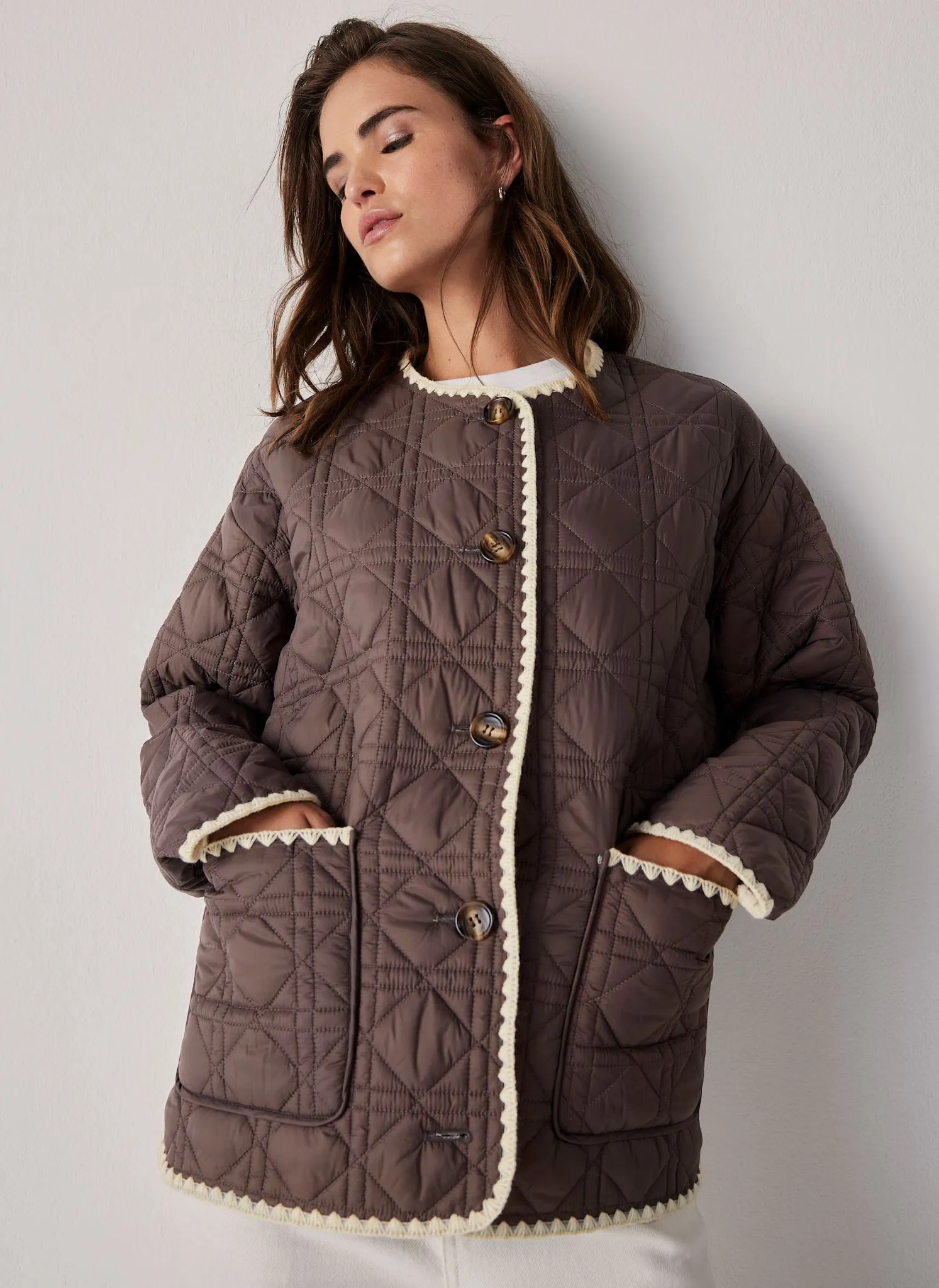 Brown Reversible Quilted Jacket sold by Mint Velvet product image thumbnail 2