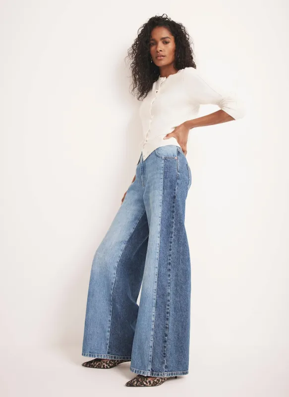 Indigo Contrast Denim Wide Leg Jeans sold by Mint Velvet