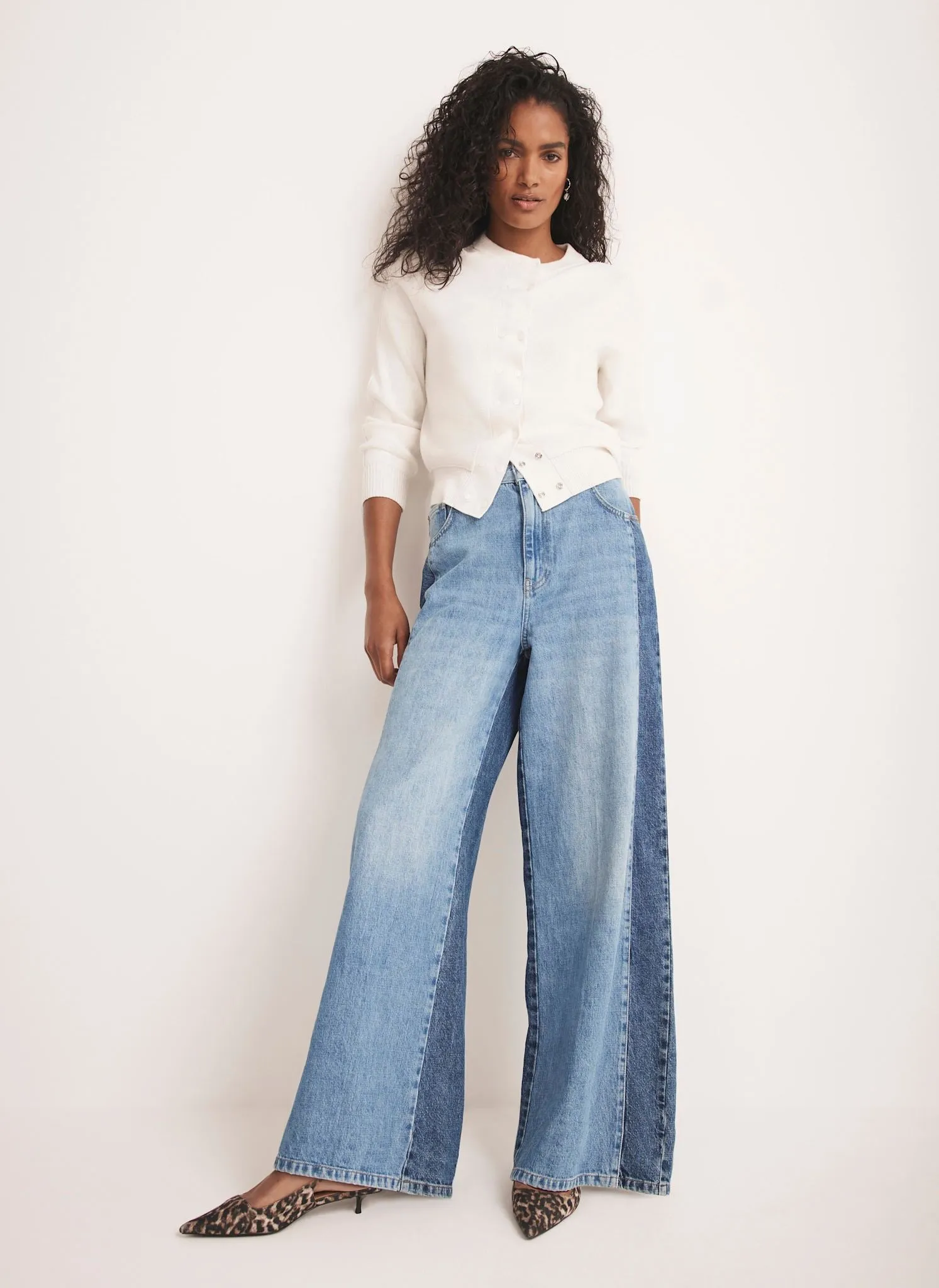 Indigo Contrast Denim Wide Leg Jeans sold by Mint Velvet product image thumbnail 3