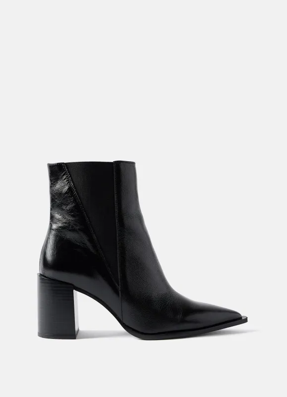 Noa Black Patent Block Heel Boots sold by Mint Velvet