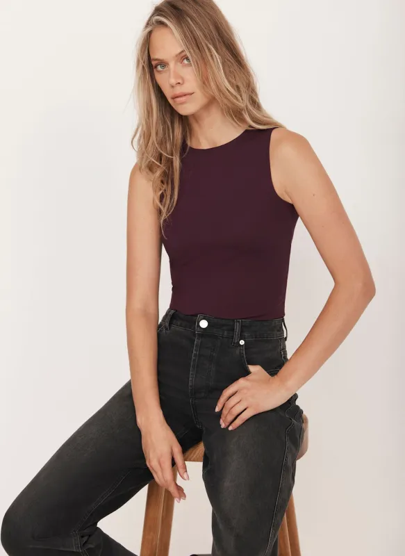 Burgundy High Neck Layering Vest sold by Mint Velvet