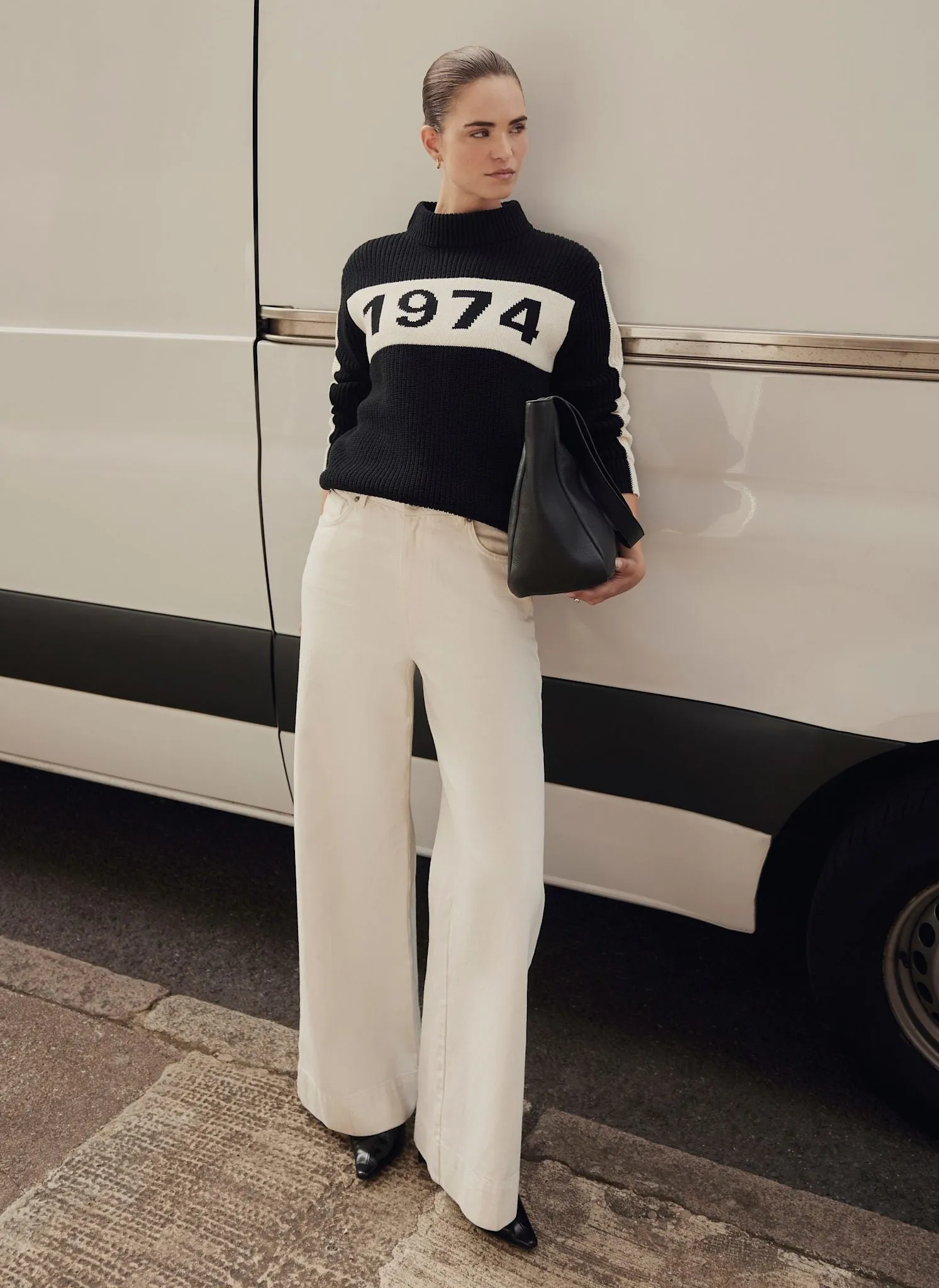 Black Cotton Blend Graphic Knit Jumper sold by Mint Velvet