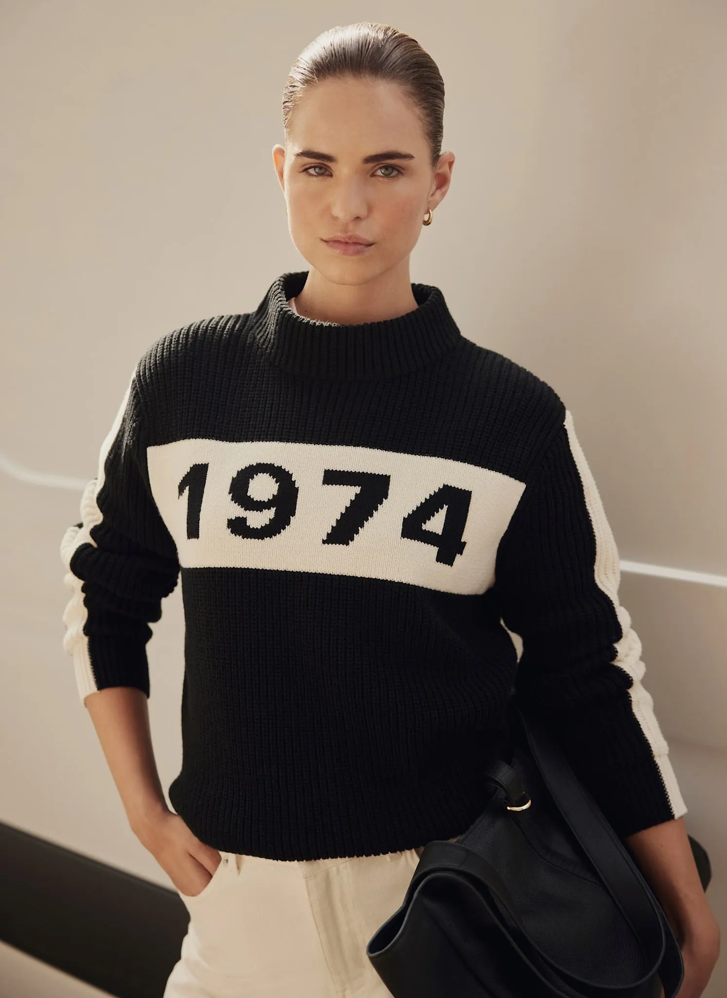 Black Cotton Blend Graphic Knit Jumper sold by Mint Velvet product image thumbnail 4