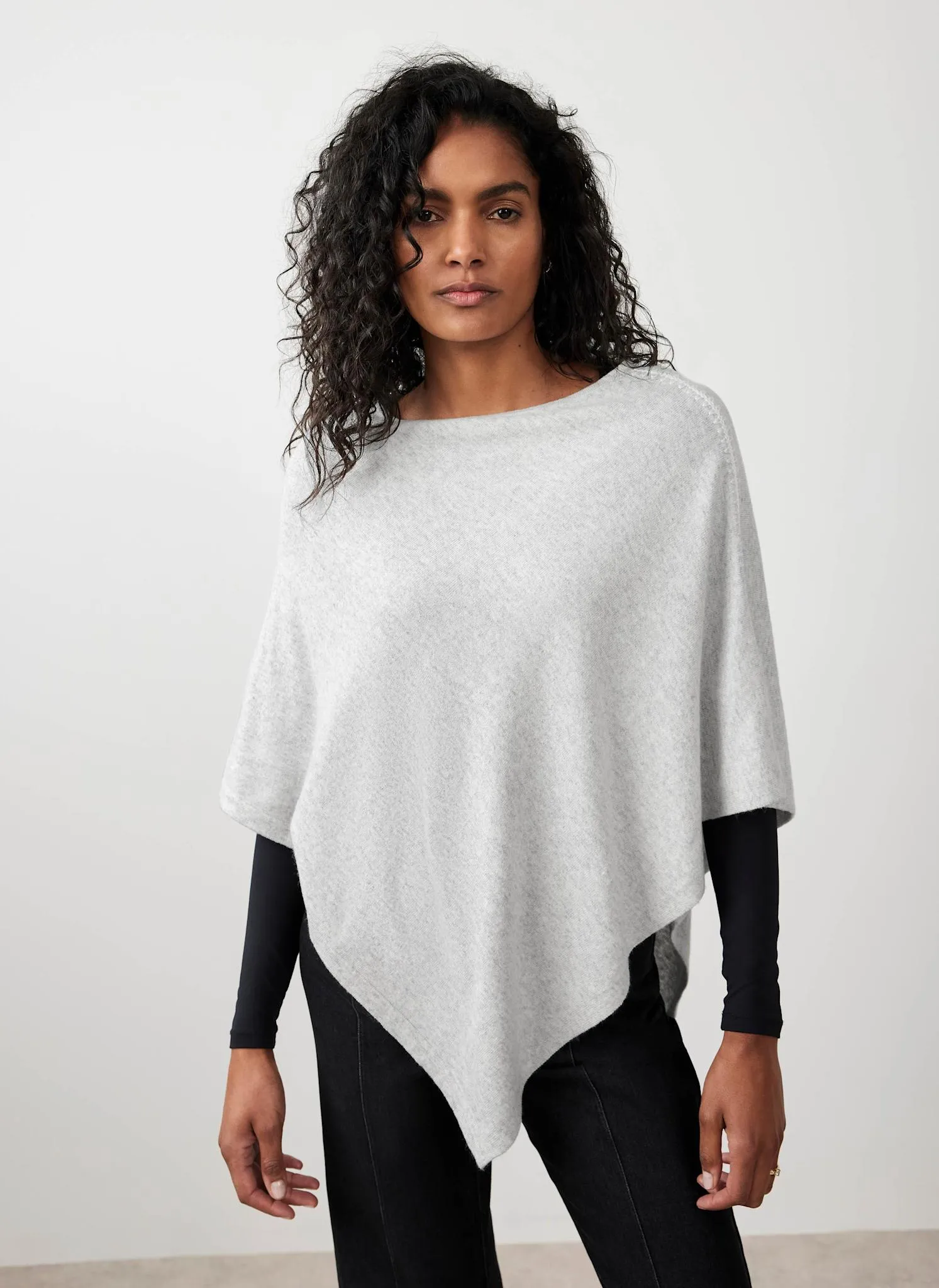 Grey Cotton Blend Stitch Detail Poncho sold by Mint Velvet product image thumbnail 5