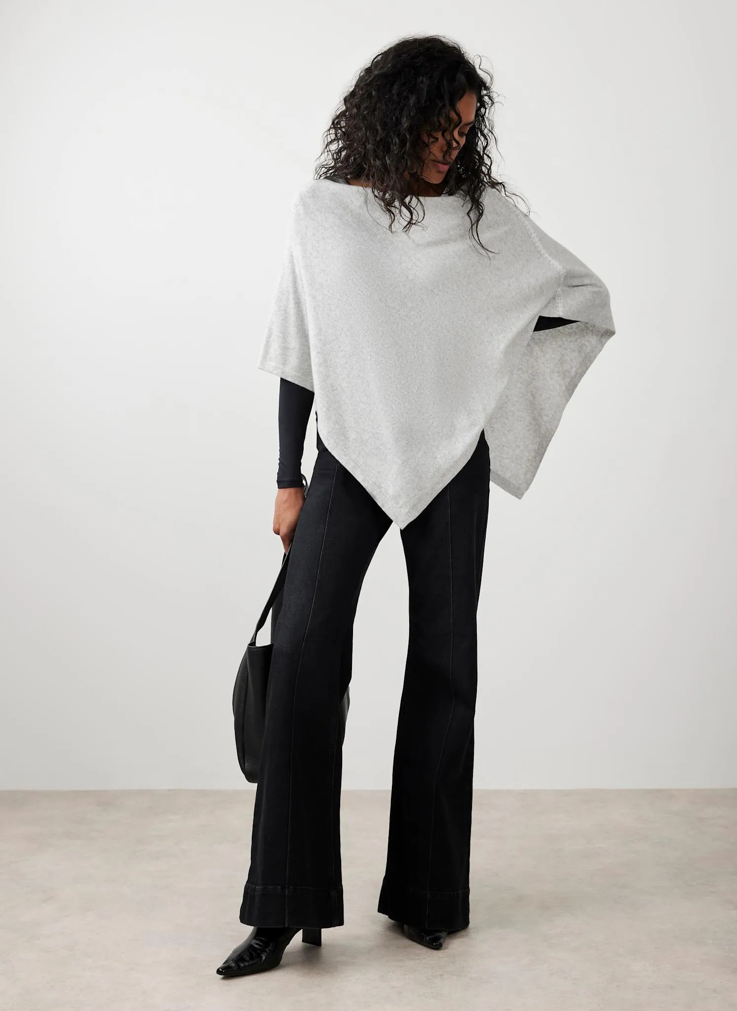 Grey Cotton Blend Stitch Detail Poncho sold by Mint Velvet product image thumbnail 4