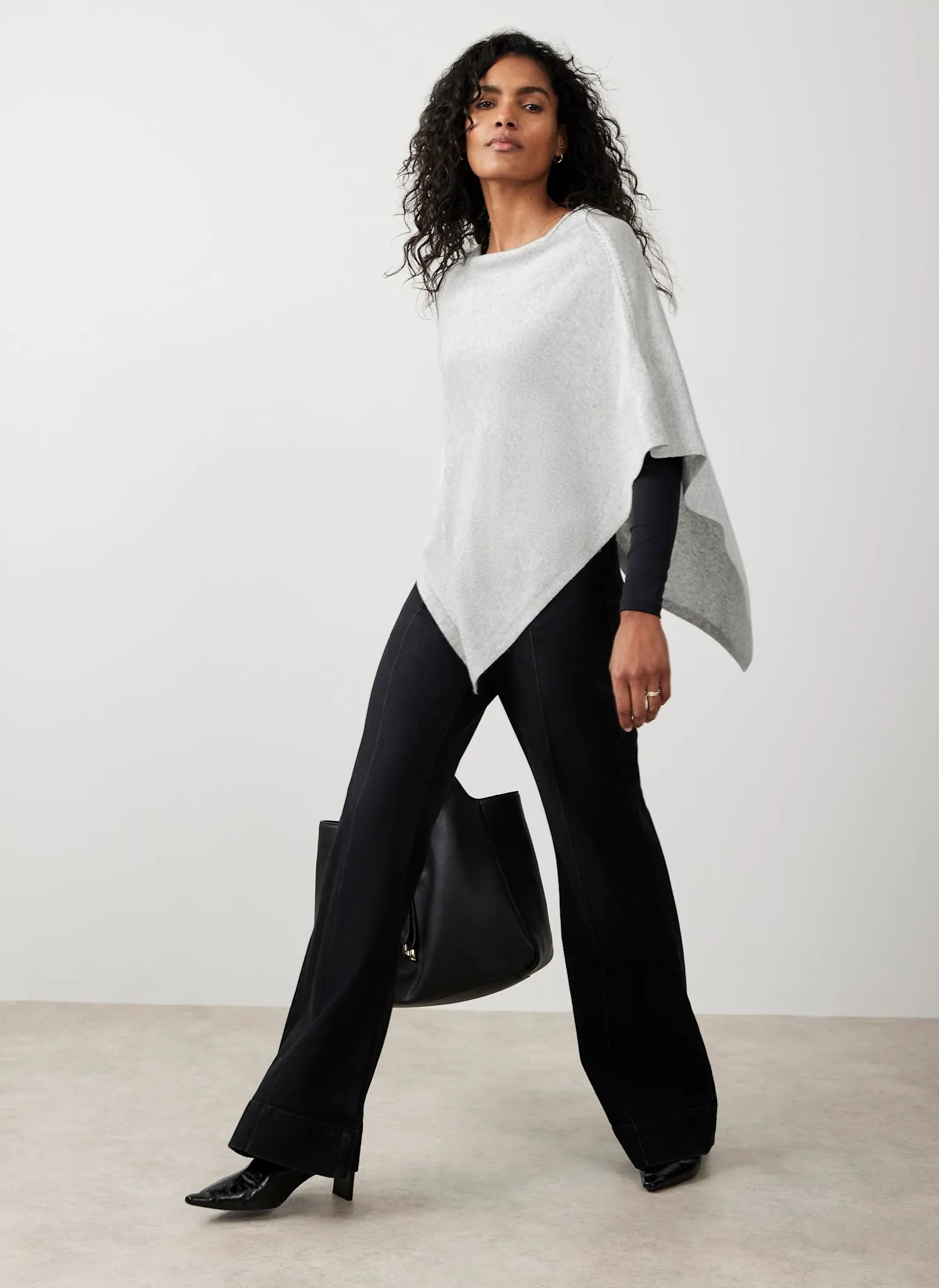 Grey Cotton Blend Stitch Detail Poncho sold by Mint Velvet