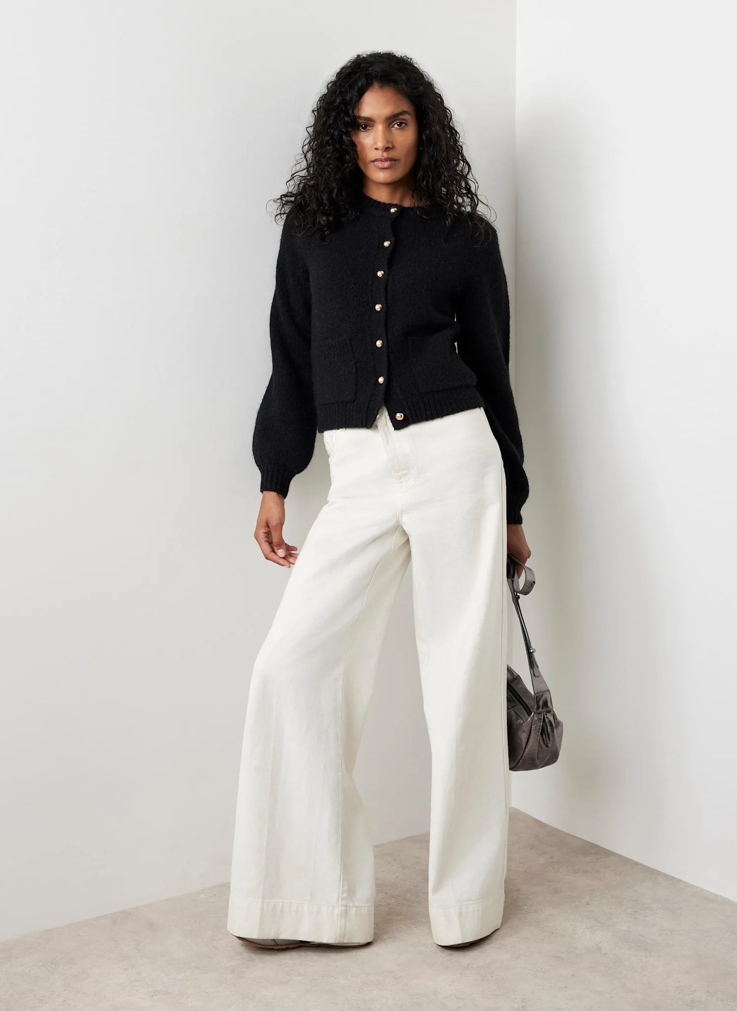 Black Wool Blend Cardigan sold by Mint Velvet product image thumbnail 3