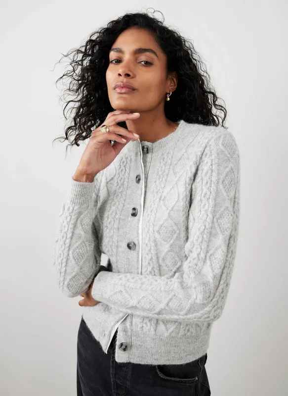 Grey Cable Knit Wool Blend Cardigan sold by Mint Velvet