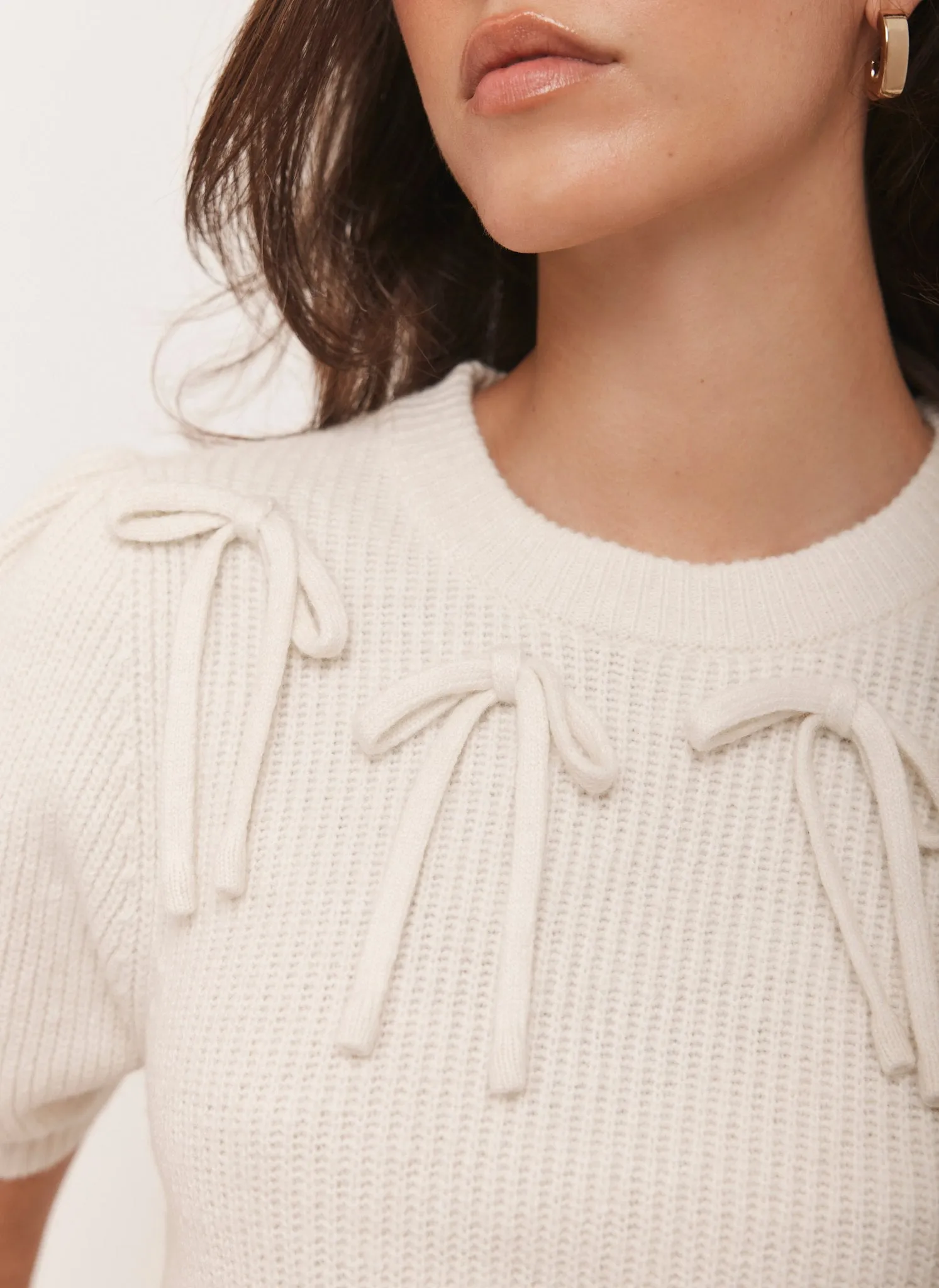 Cream Bow Detail Knit Top sold by Mint Velvet product image thumbnail 5