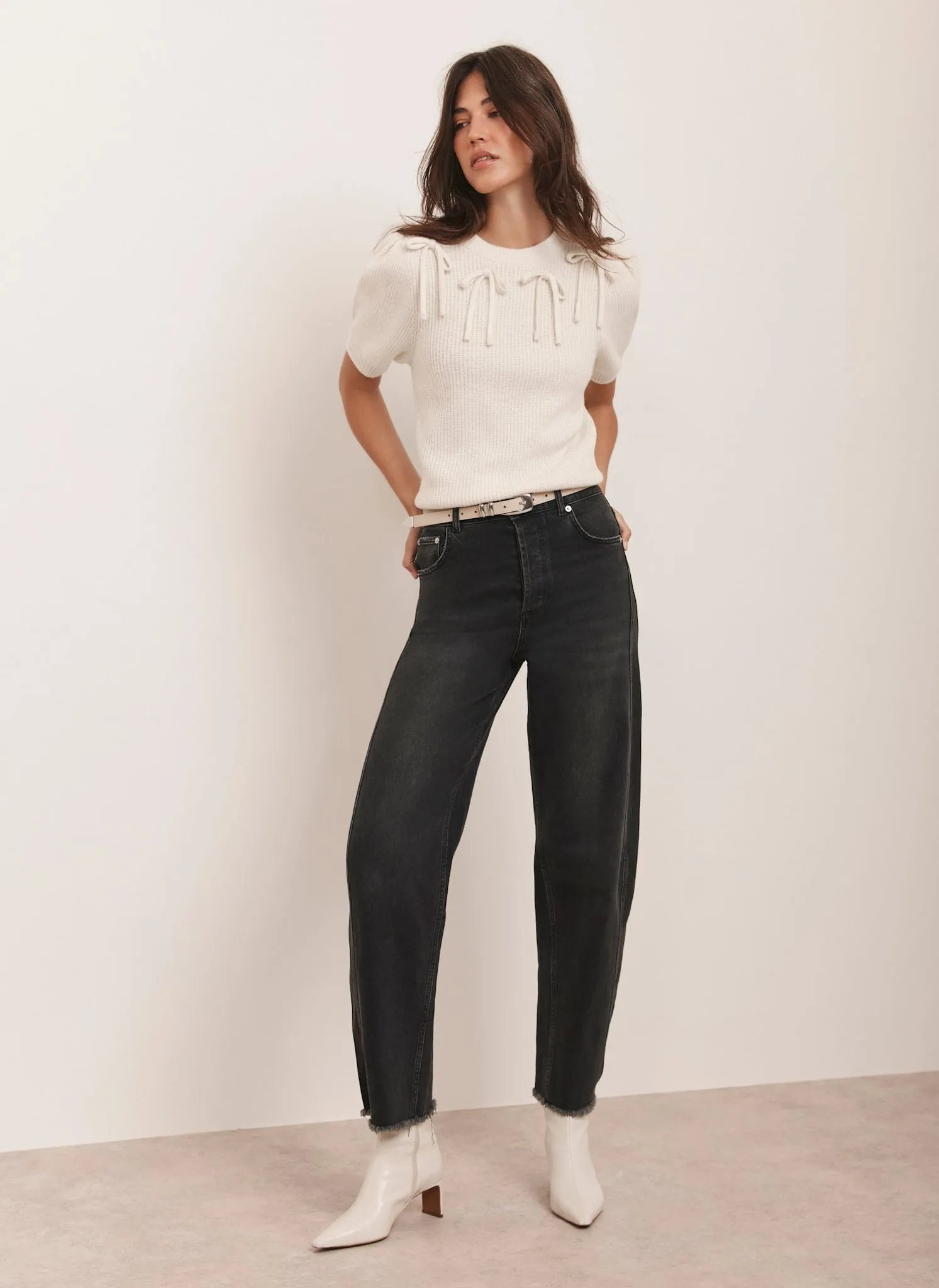 Cream Bow Detail Knit Top sold by Mint Velvet product image thumbnail 4