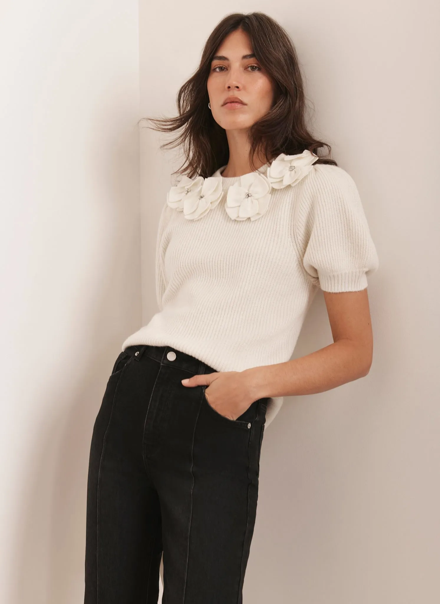 Cream Flower Knit Top sold by Mint Velvet product image thumbnail 5