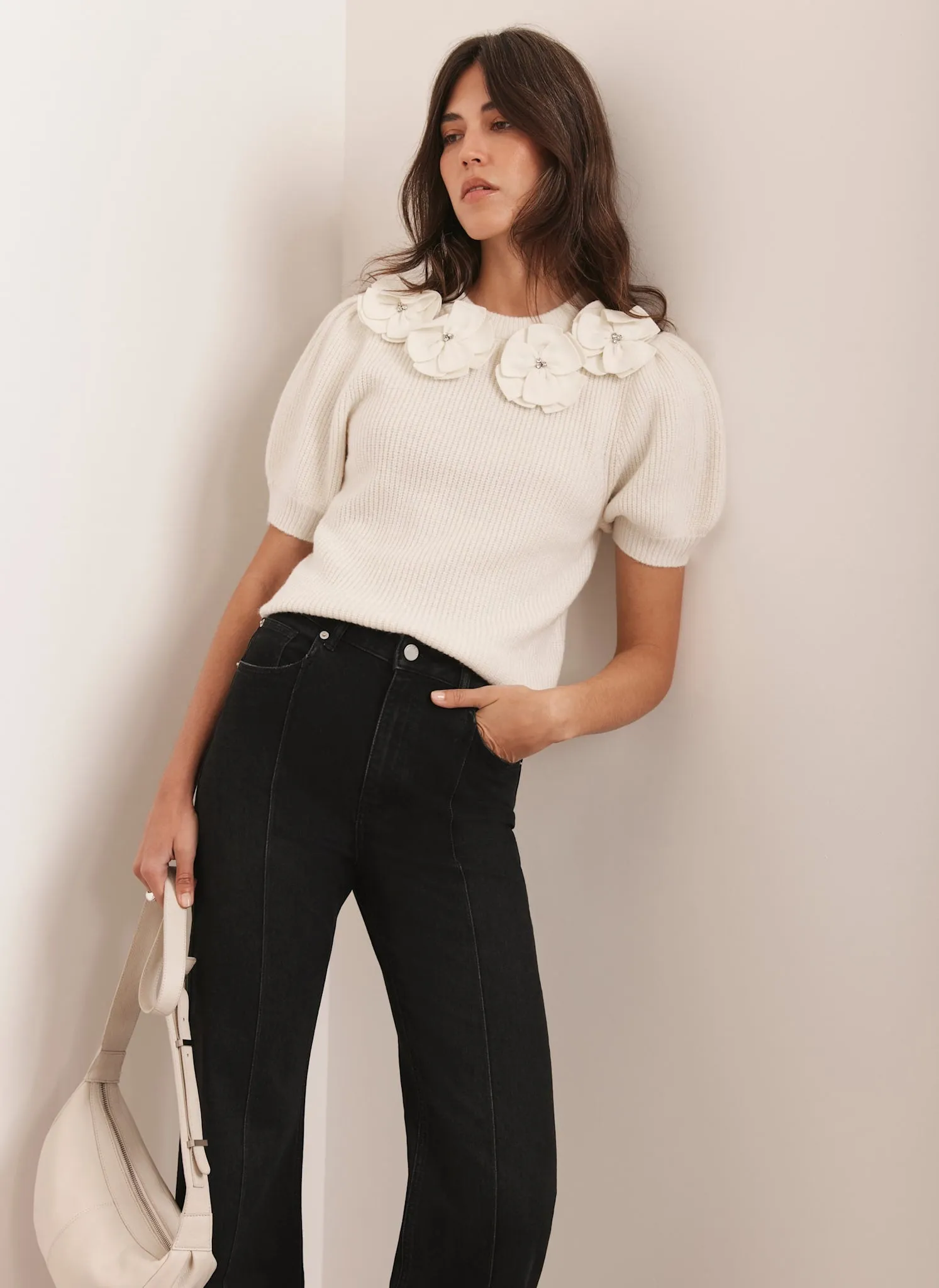 Cream Flower Knit Top sold by Mint Velvet product image thumbnail 2
