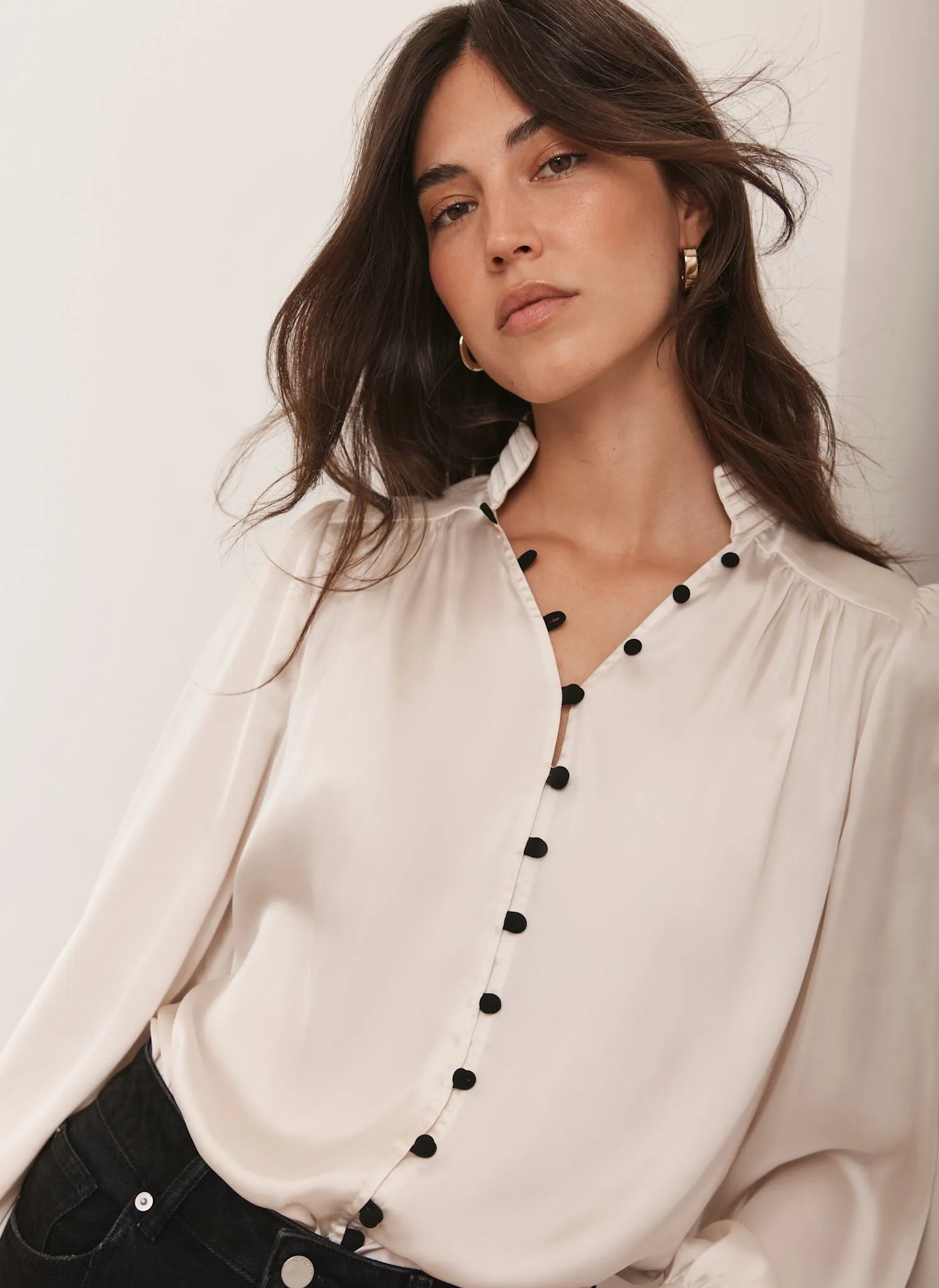 Cream Contrast Satin Blouse sold by Mint Velvet product image thumbnail 3