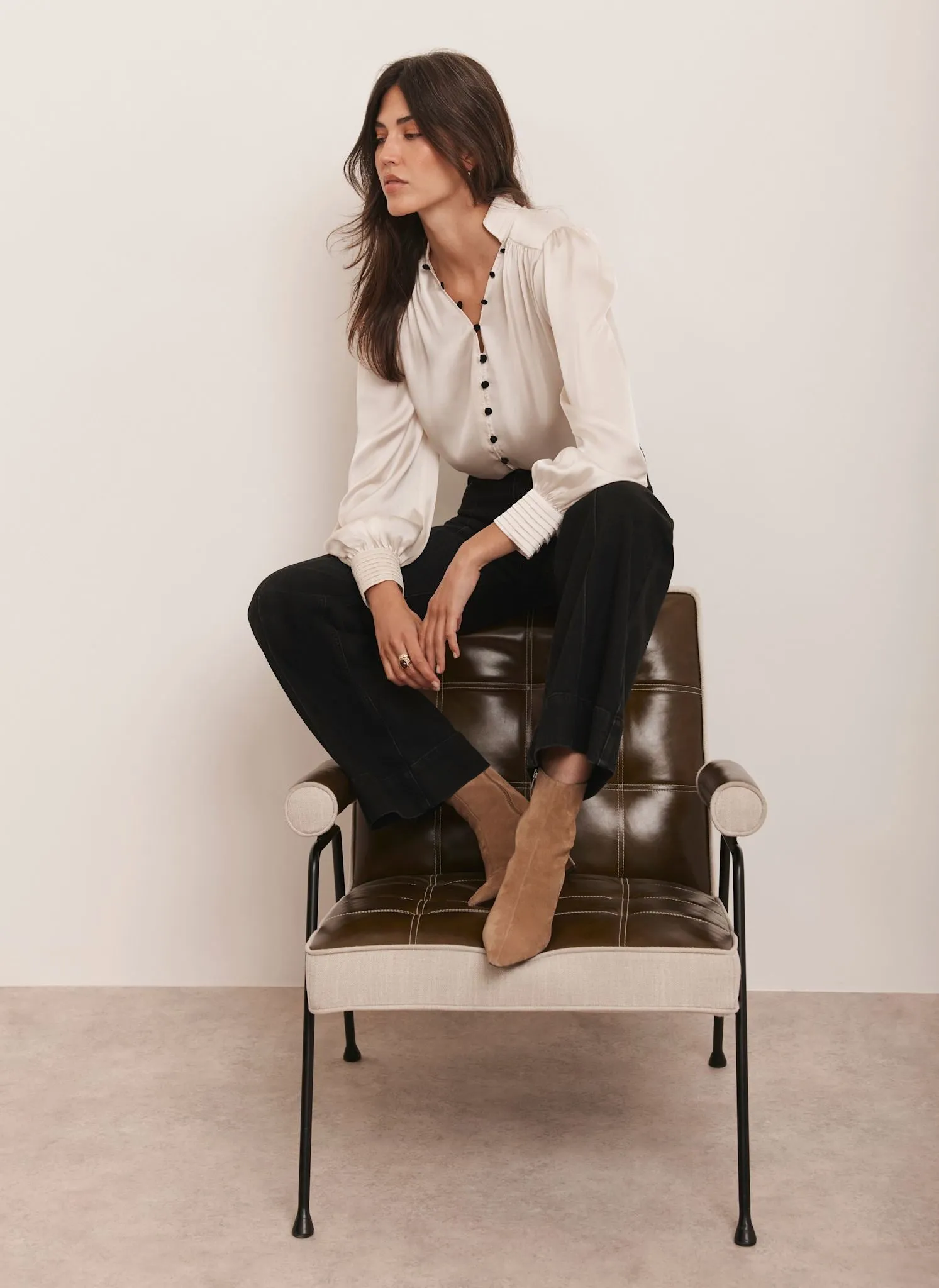 Cream Contrast Satin Blouse sold by Mint Velvet product image thumbnail 4