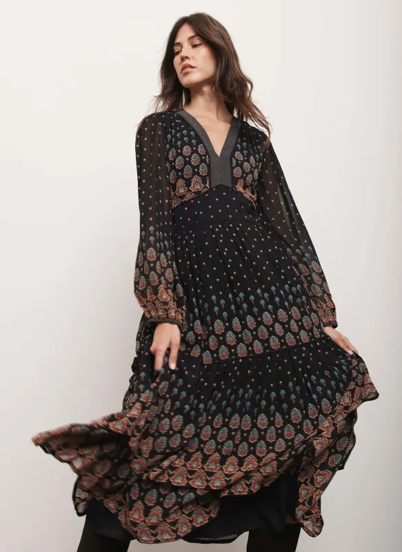 Black Boho Print Maxi Dress sold by Mint Velvet