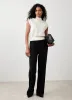 Black Button Detail High Waisted Wide Trousers sold by Mint Velvet