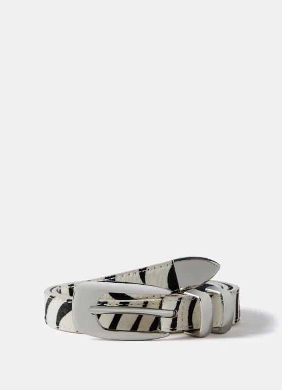 Zebra Print Textured Leather Belt sold by Mint Velvet