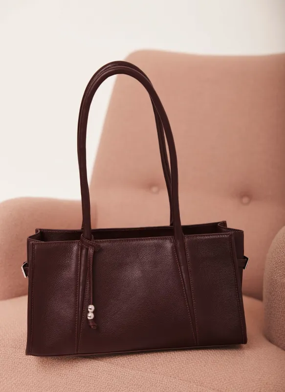 Zita Burgundy Leather Shoulder Bag sold by Mint Velvet