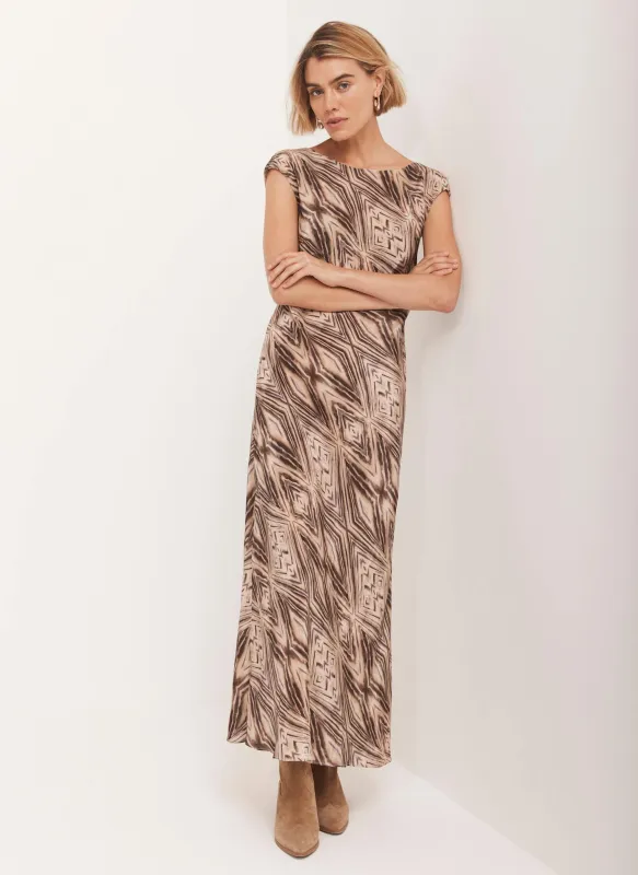 Brown Geometric Print Midi Dress sold by Mint Velvet