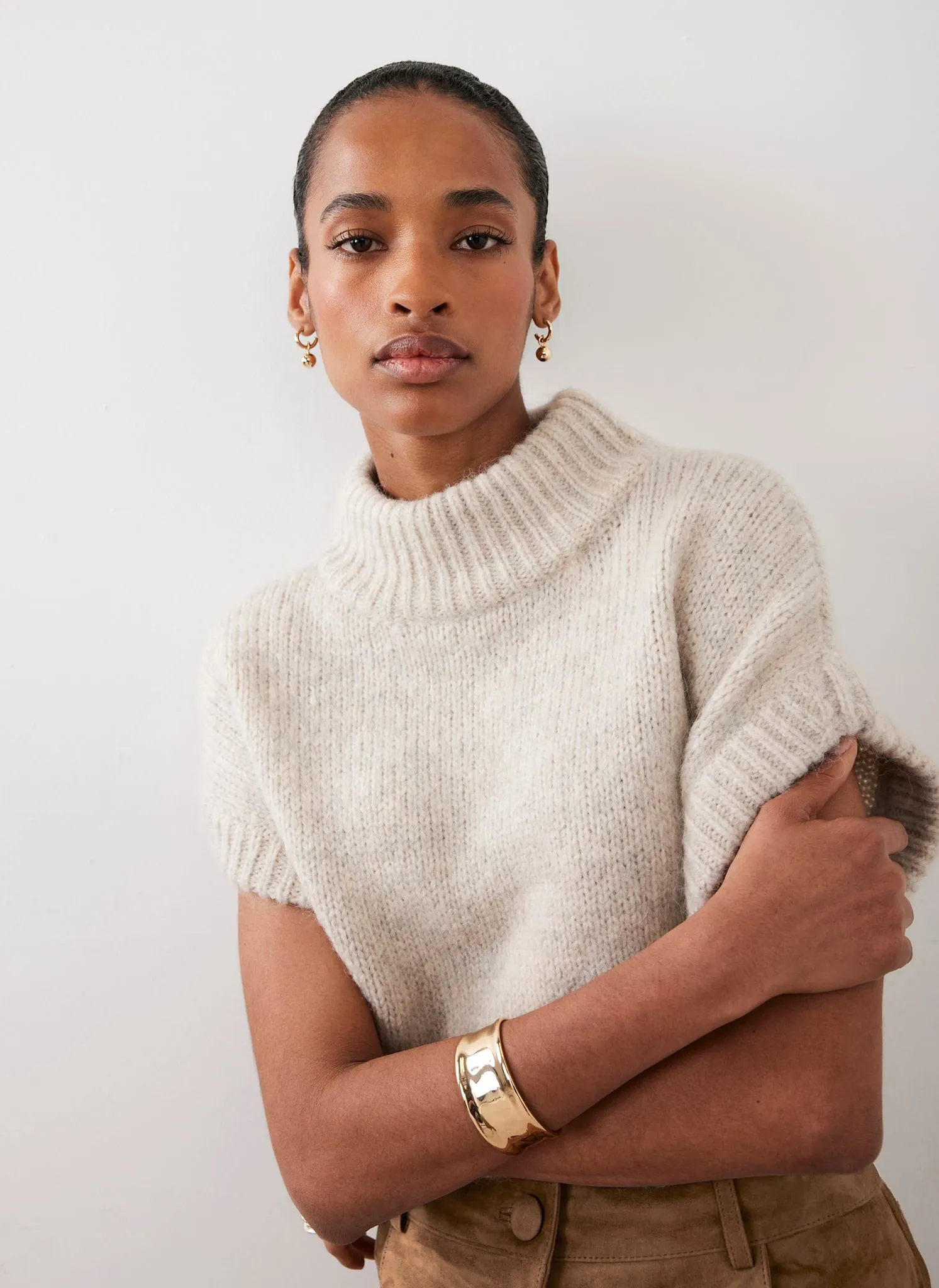 Neutral Wool Blend Knit Top sold by Mint Velvet product image thumbnail 2