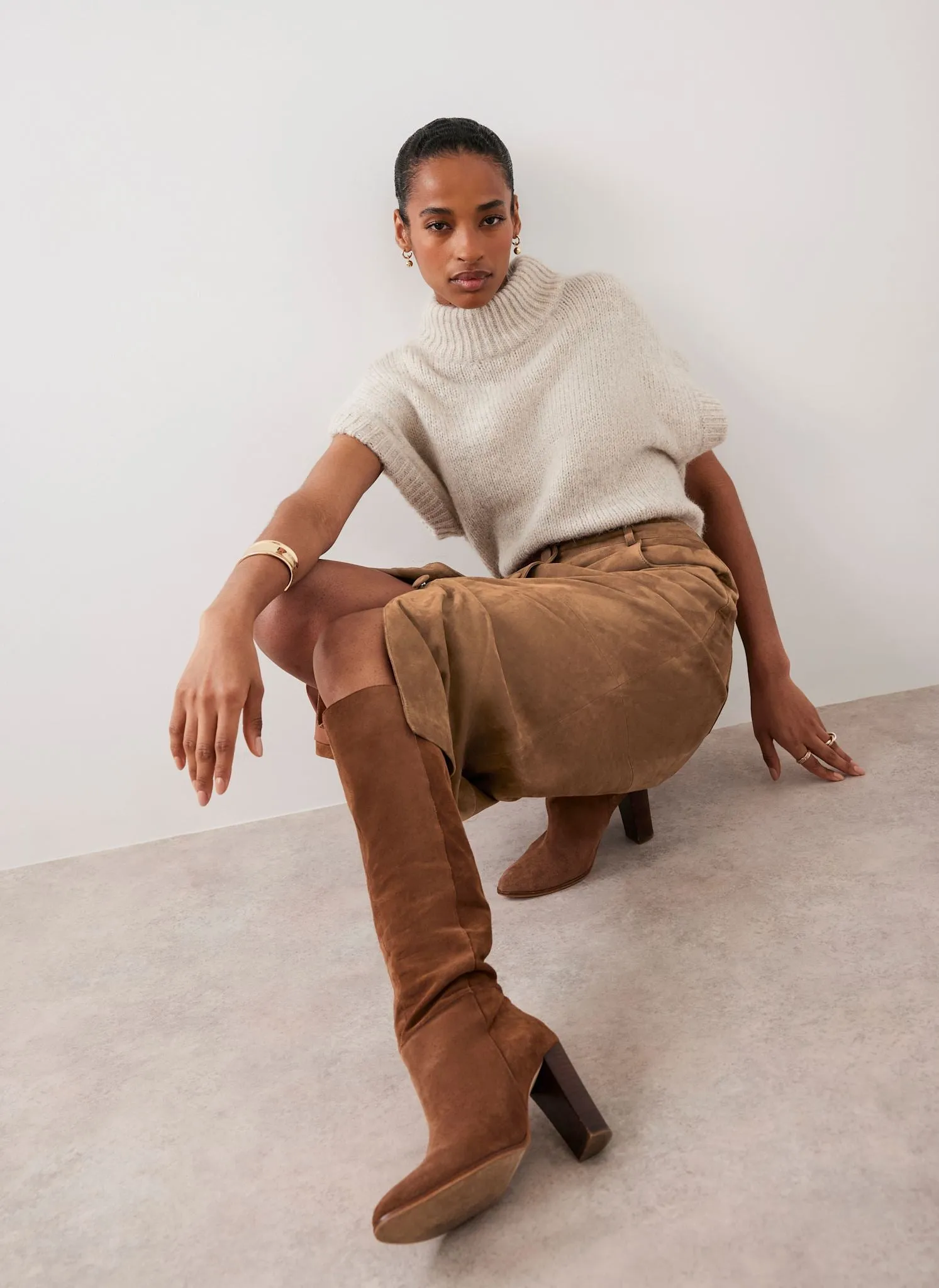 Neutral Wool Blend Knit Top sold by Mint Velvet product image thumbnail 3