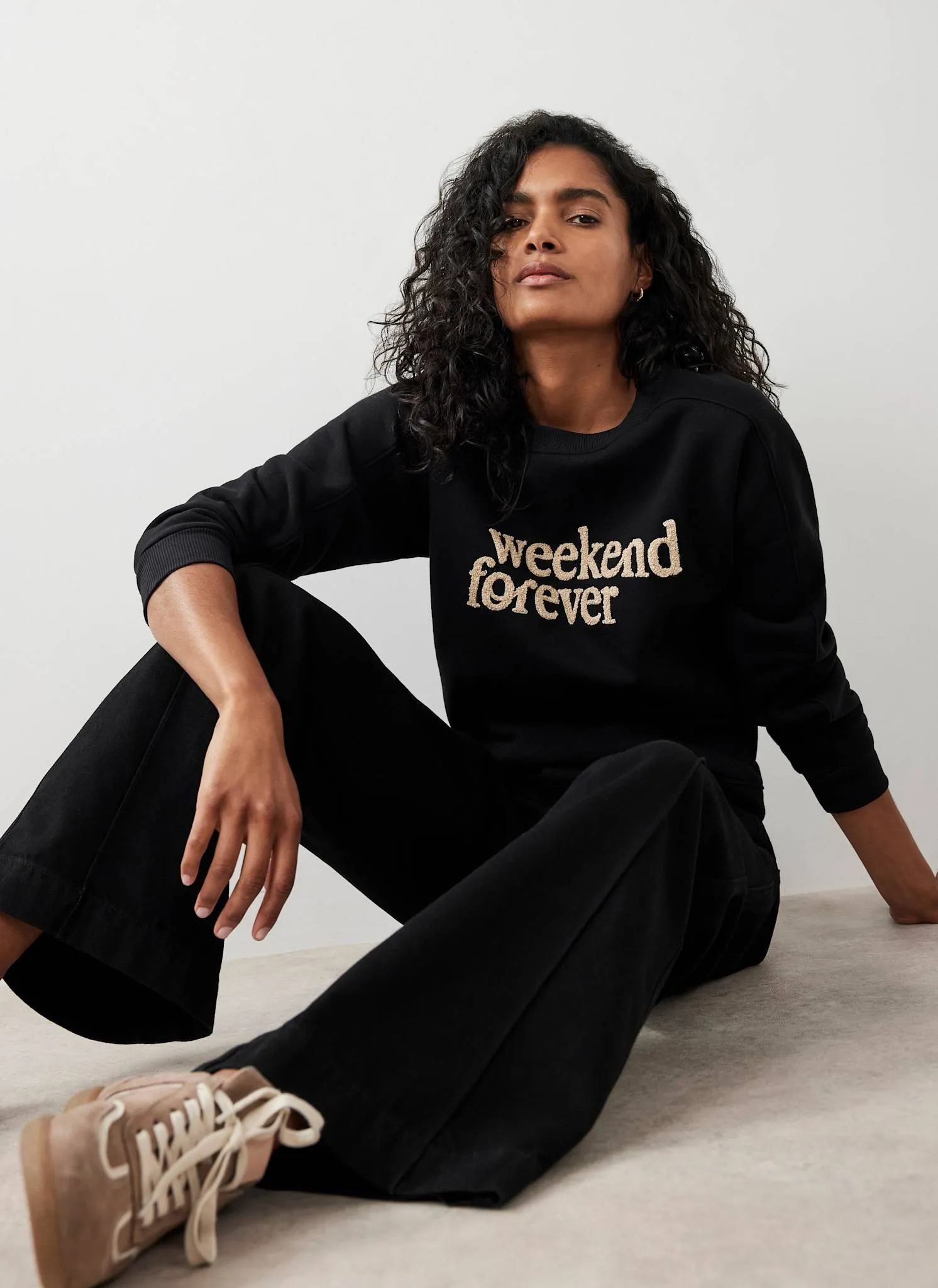 Black Weekend Slogan Sweatshirt sold by Mint Velvet