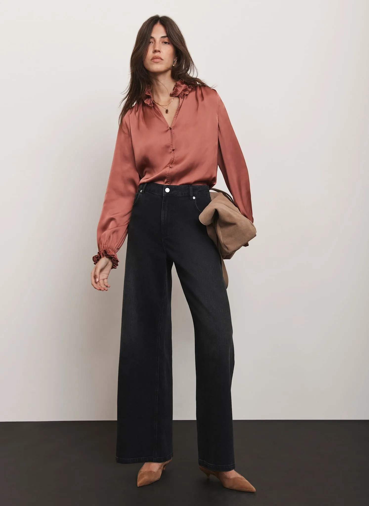 Pink Ruffle Satin Blouse sold by Mint Velvet product image thumbnail 3