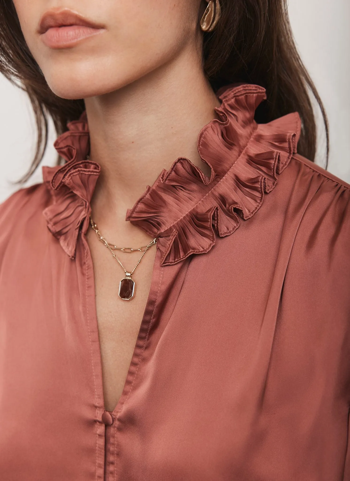 Pink Ruffle Satin Blouse sold by Mint Velvet product image thumbnail 5