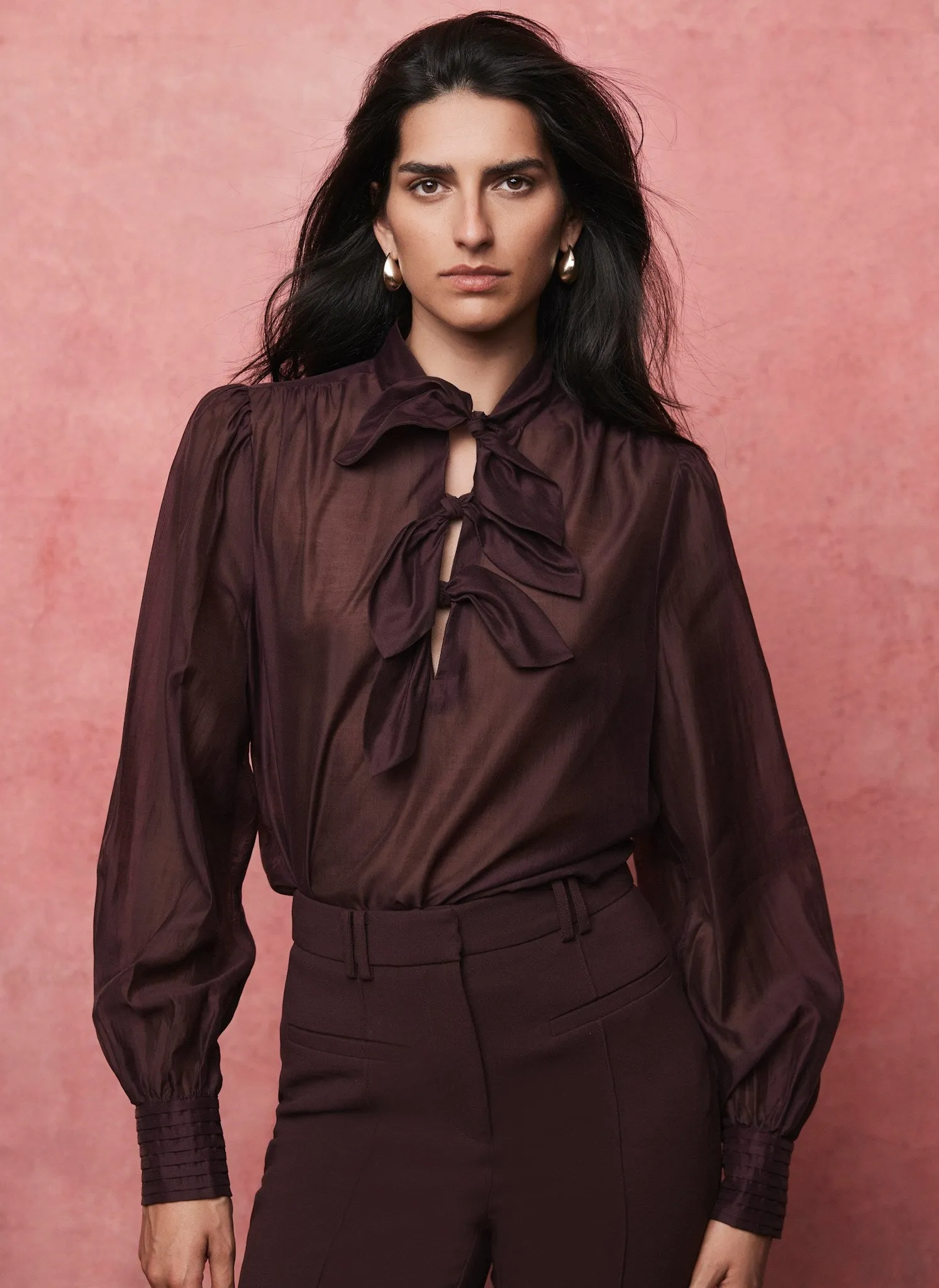 Burgundy Bow Detail Blouse sold by Mint Velvet product image thumbnail 5