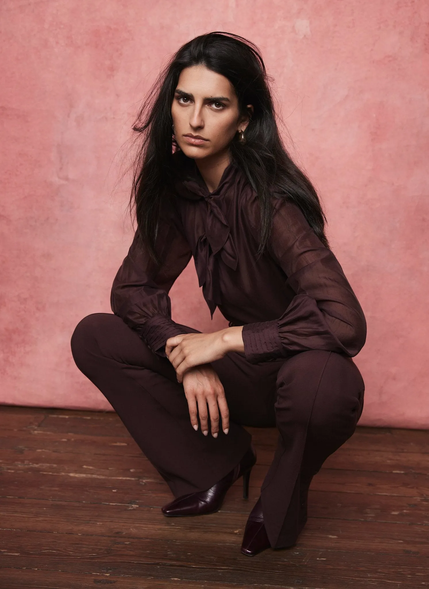 Burgundy Bow Detail Blouse sold by Mint Velvet