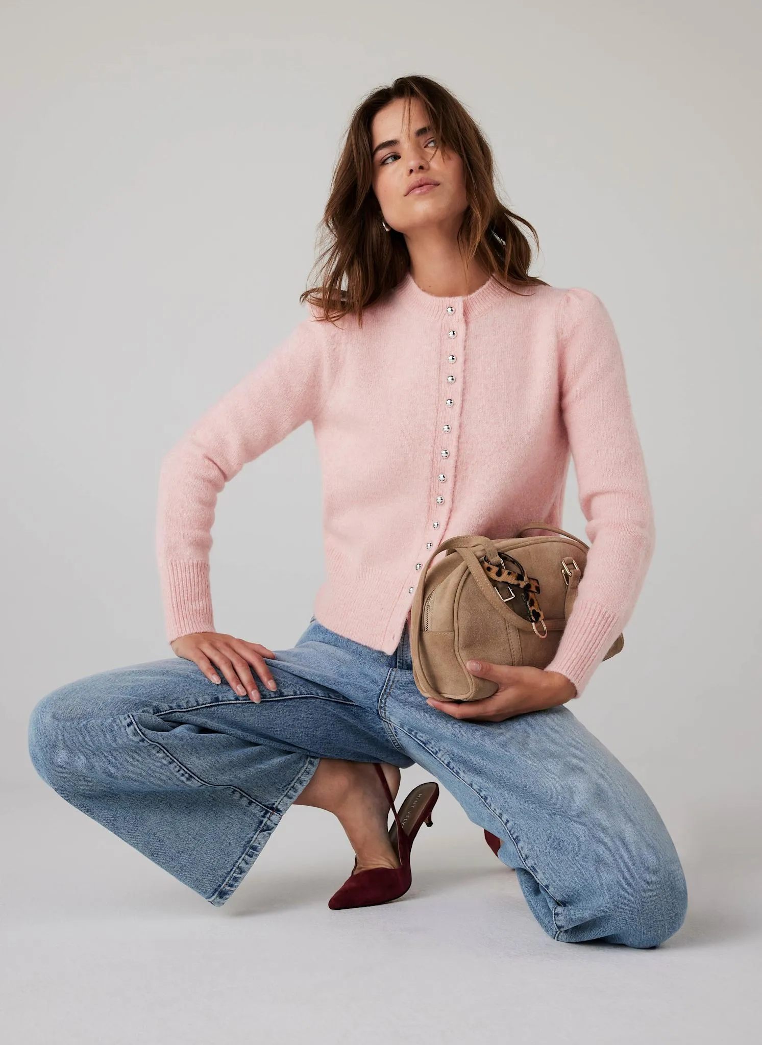 Pink Wool Blend Knit Cardigan sold by Mint Velvet product image thumbnail 4