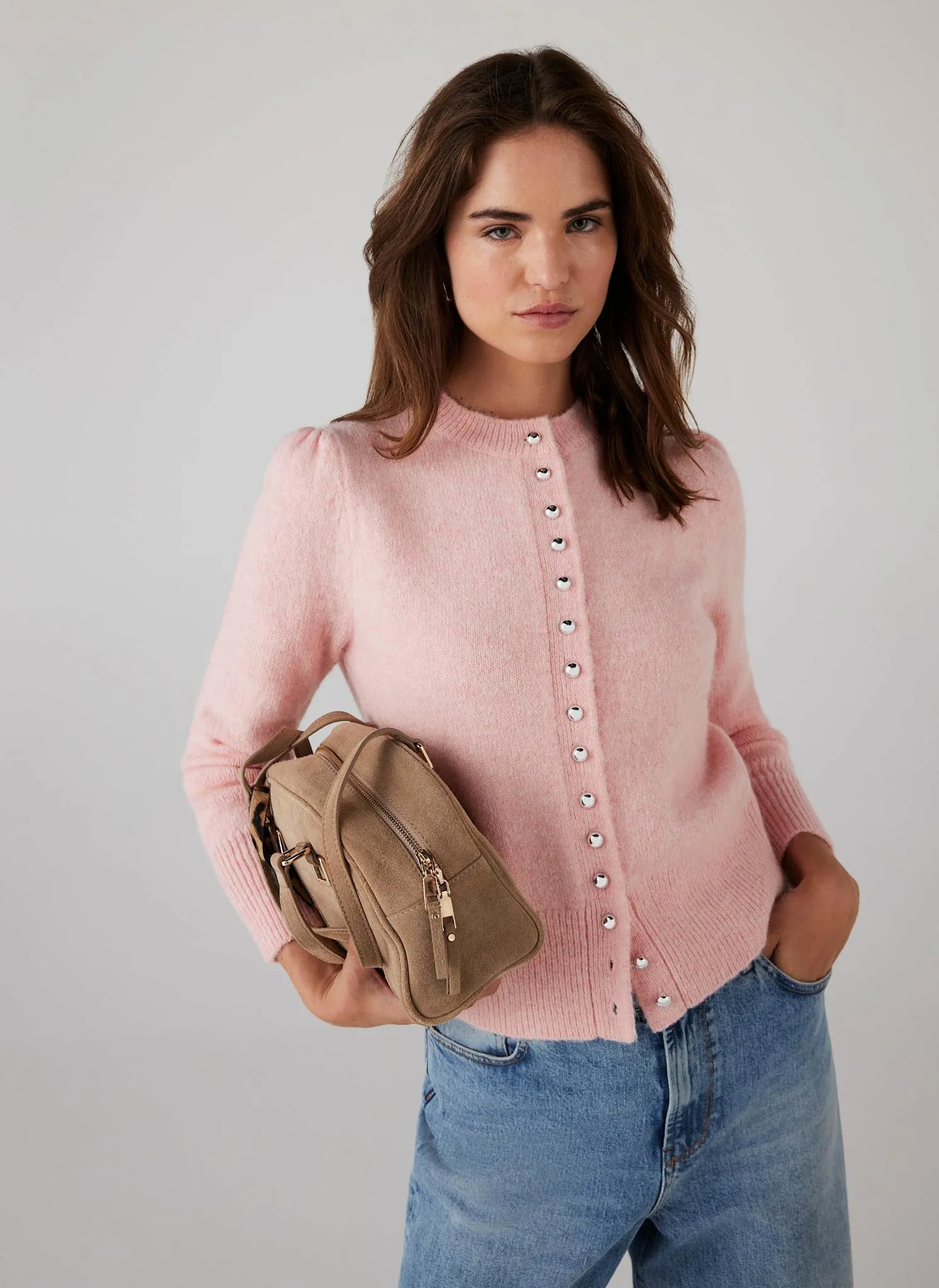 Pink Wool Blend Knit Cardigan sold by Mint Velvet product image thumbnail 2