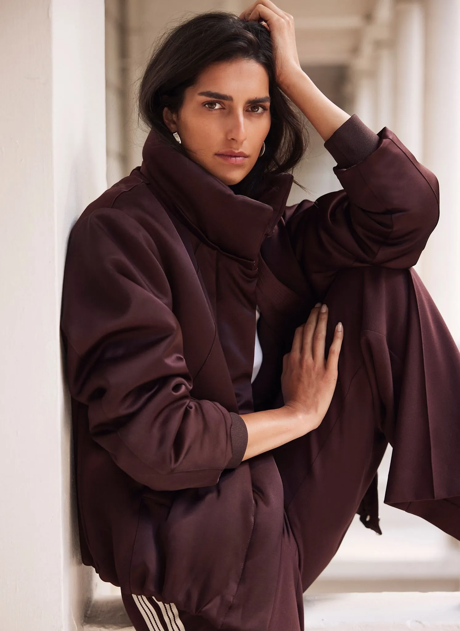 Burgundy Satin Bomber Jacket sold by Mint Velvet