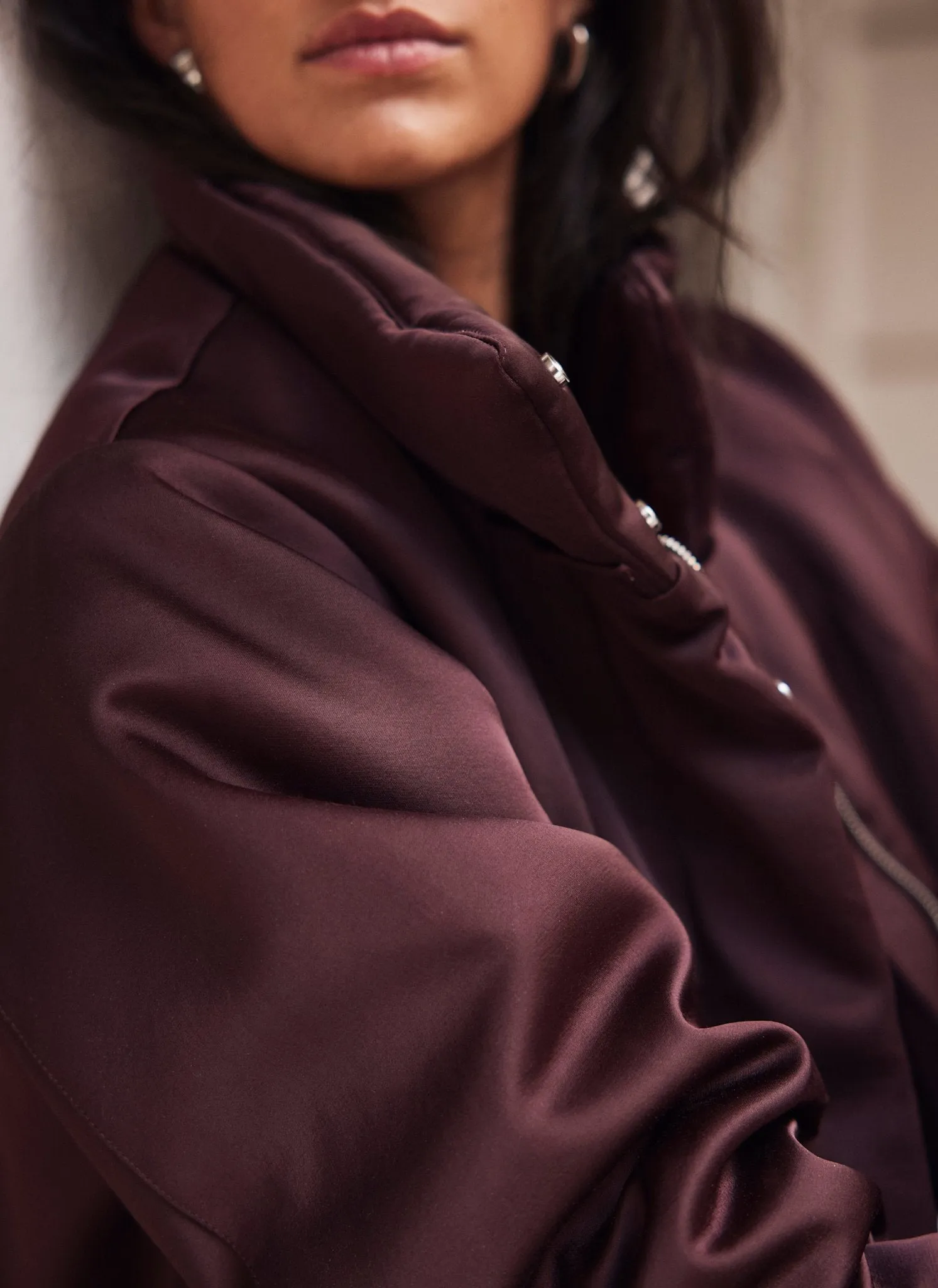 Burgundy Satin Bomber Jacket sold by Mint Velvet product image thumbnail 4
