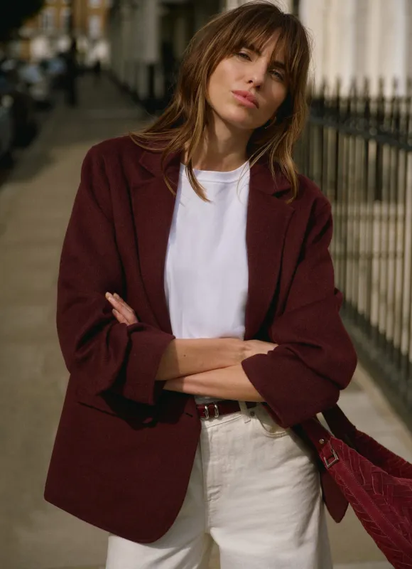 Burgundy Wool Blend Hand Finished Blazer sold by Mint Velvet