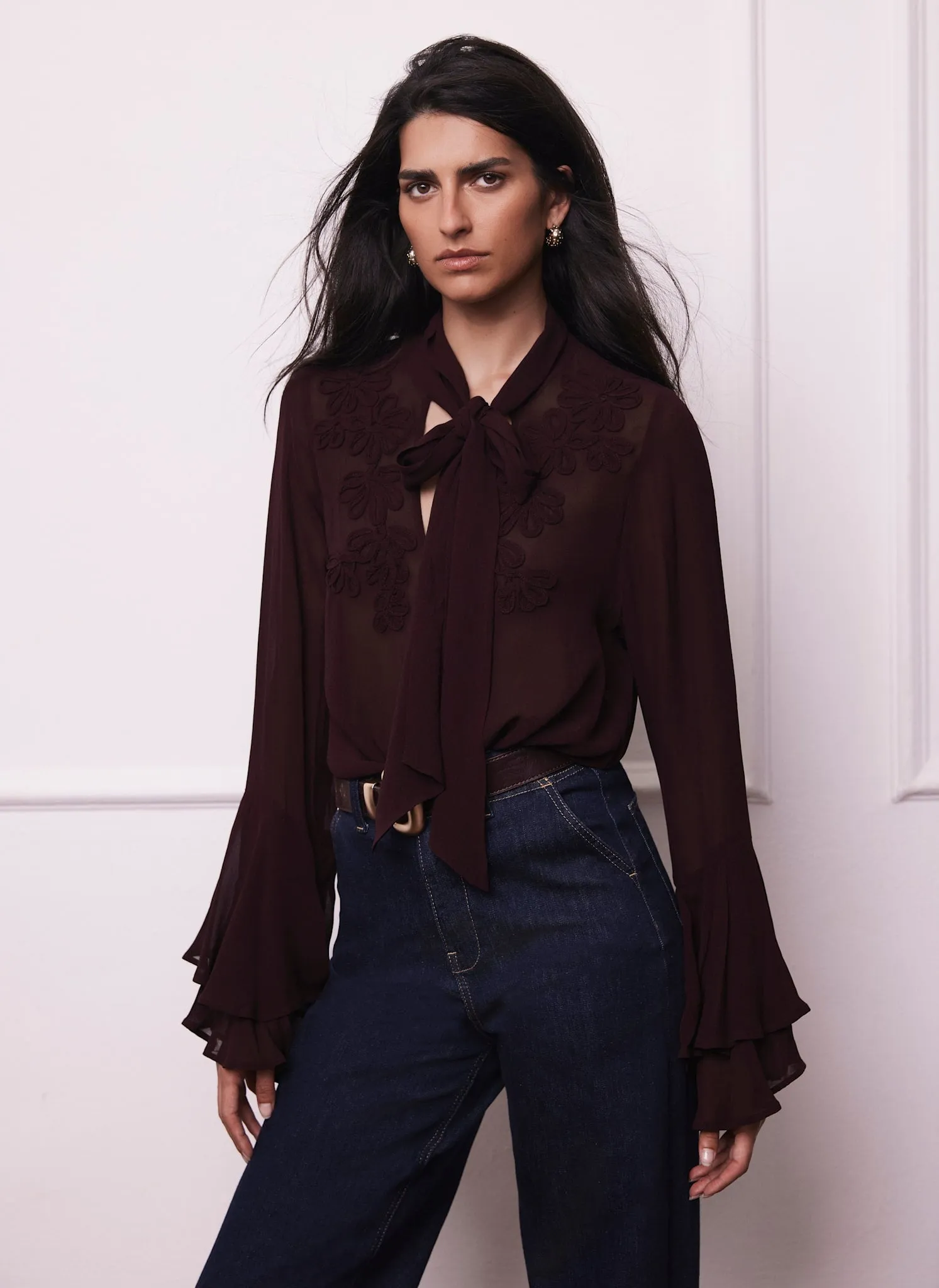 Burgundy Floral Detail Blouse sold by Mint Velvet product image thumbnail 4