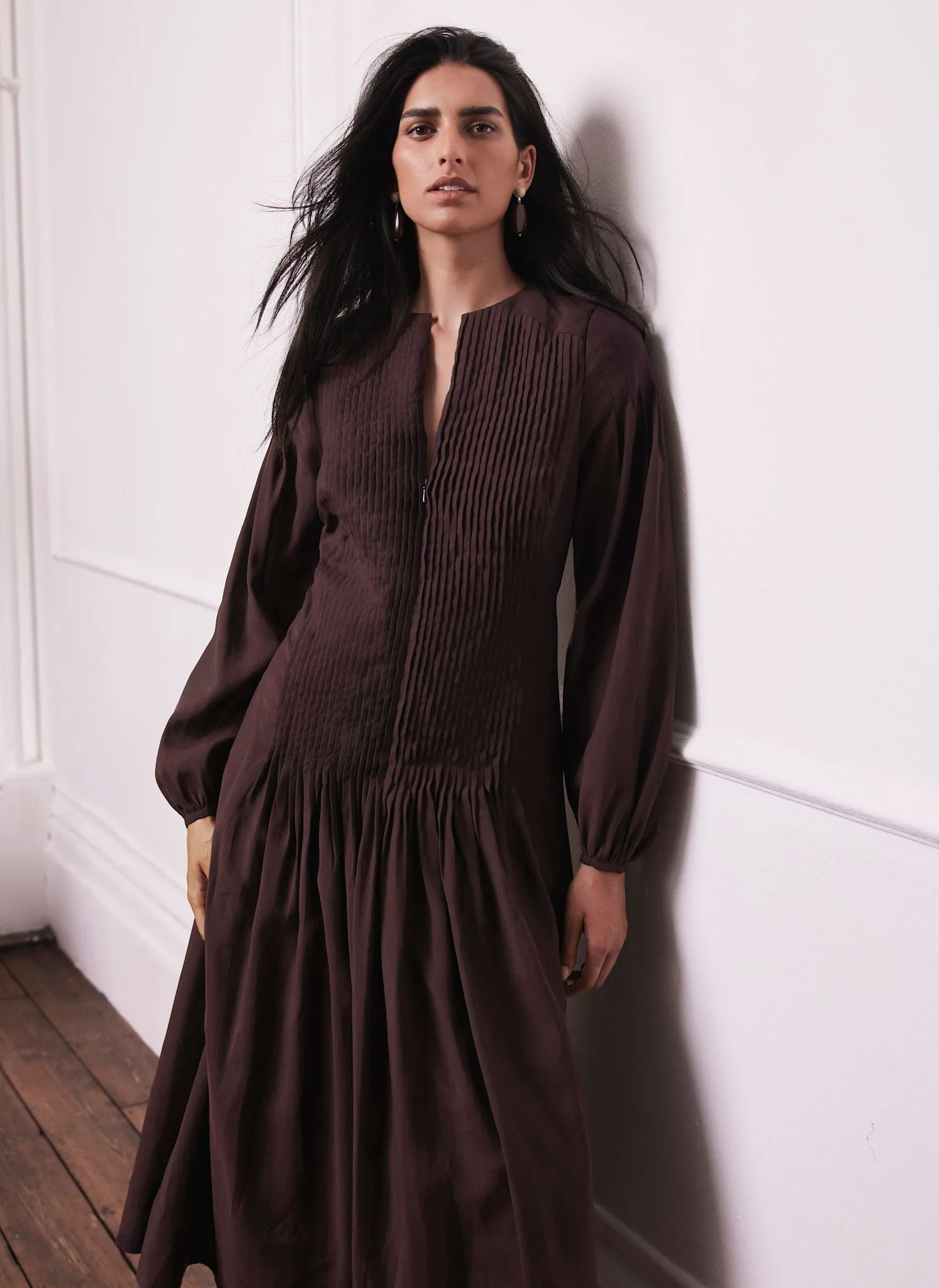 Burgundy Pintuck Maxi Dress sold by Mint Velvet product image thumbnail 2