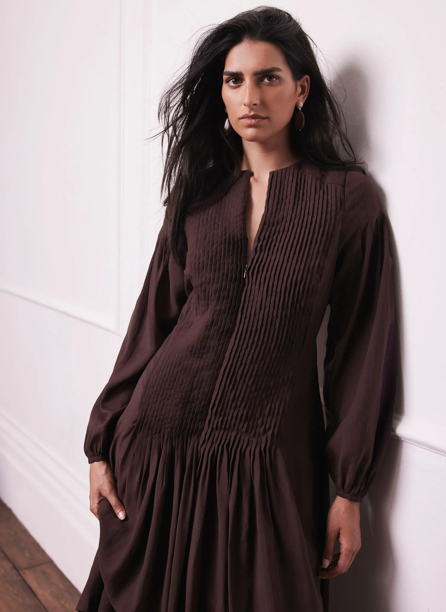 Burgundy Pintuck Maxi Dress sold by Mint Velvet product image thumbnail 5