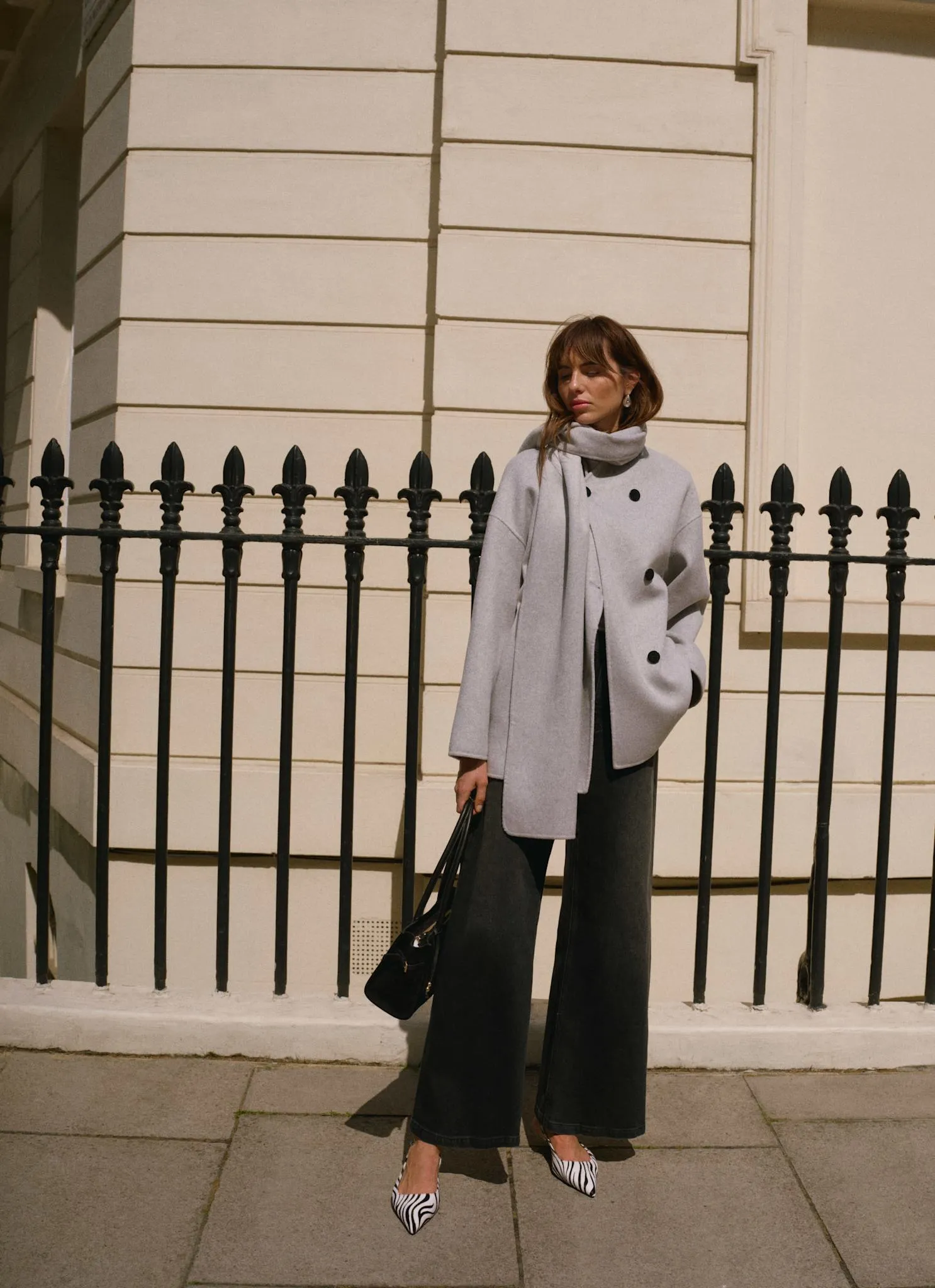 Light Grey Wool Blend Hand Finished Scarf Detail Coat sold by Mint Velvet product image thumbnail 5