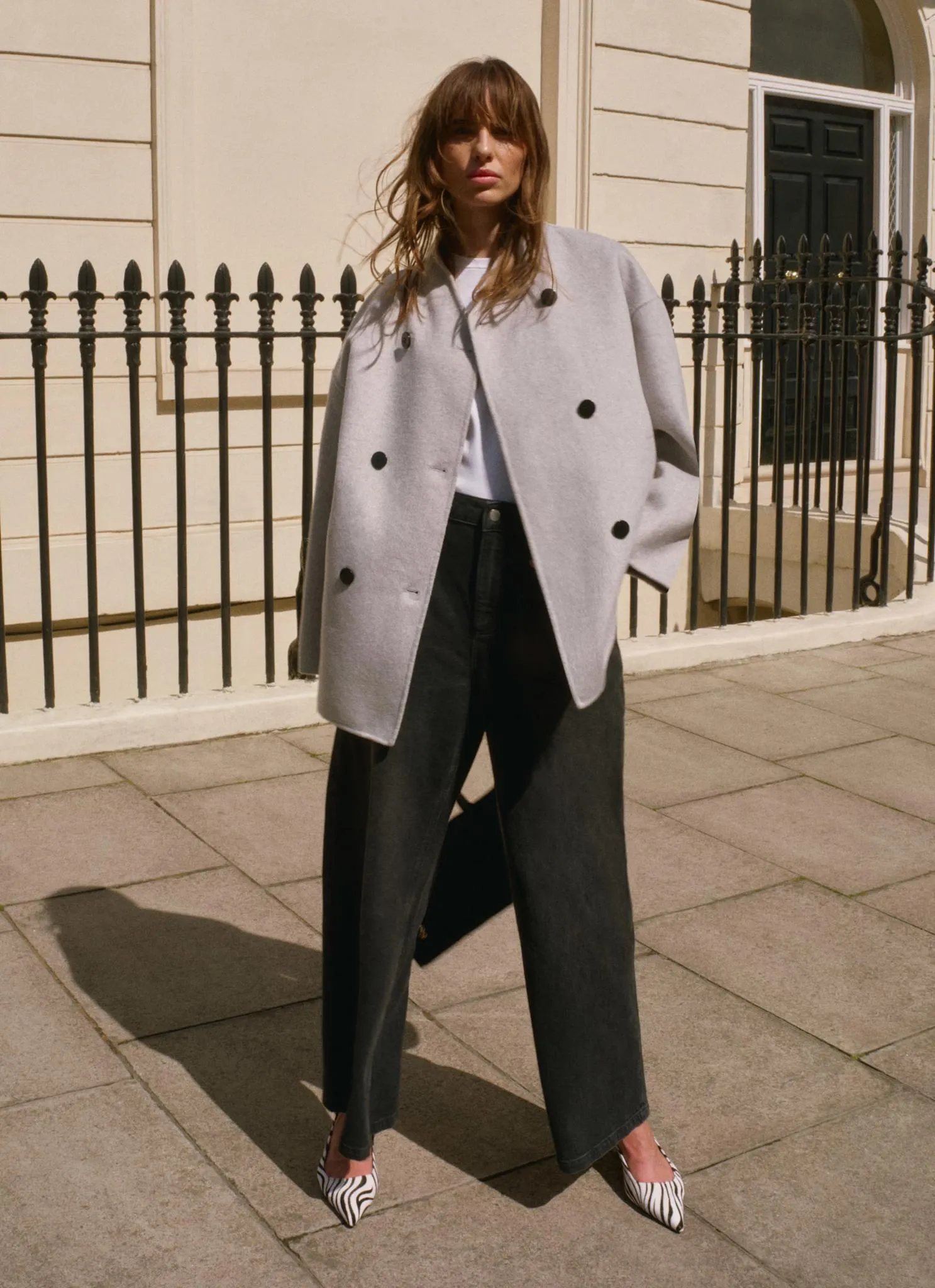 Light Grey Wool Blend Hand Finished Scarf Detail Coat sold by Mint Velvet product image thumbnail 4